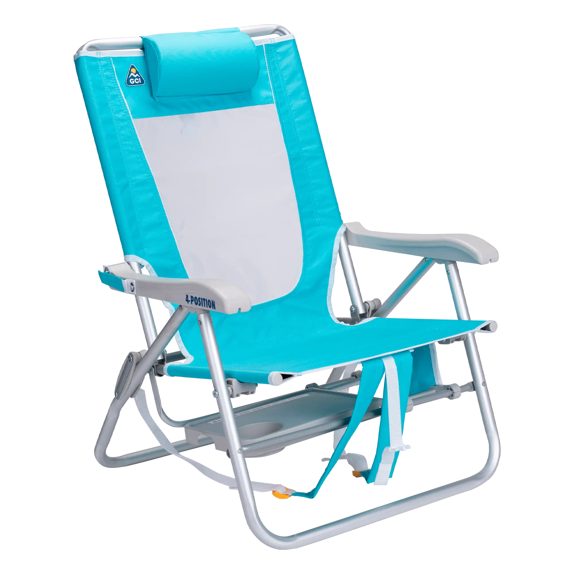 Backpack Travel Big Surf with Slide Table - Choice 334 - Low-Profile Reclining Beach Chair with Backpack Straps Detail