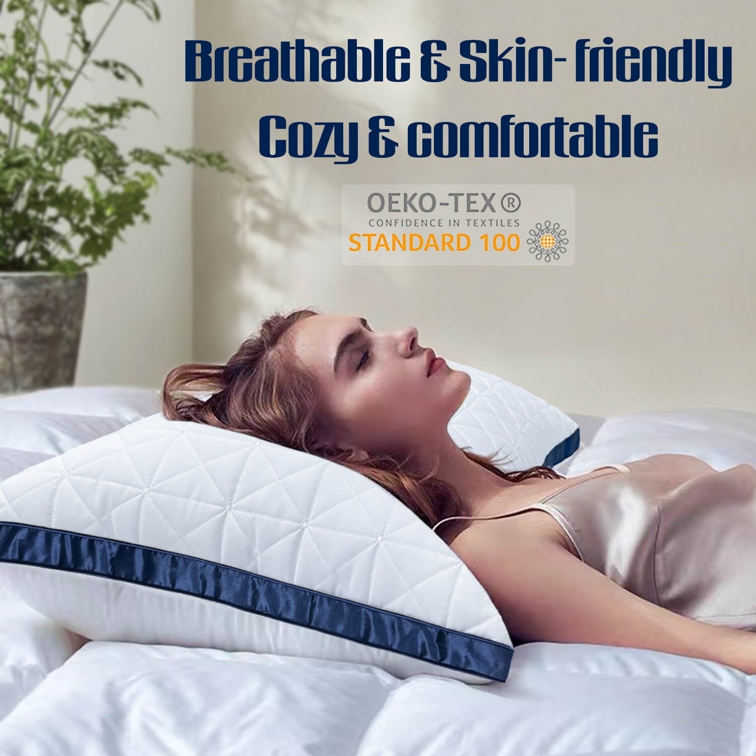Ergonomic Memory Foam King Size Pillows Set of 2 - Cooling Hotel Luxury Bed Pillows for Sleeping 2 Pack, Supportive Breathable Down Alterna... - Decorative Throw Pillow Cushion for Sofa & Bed Detail