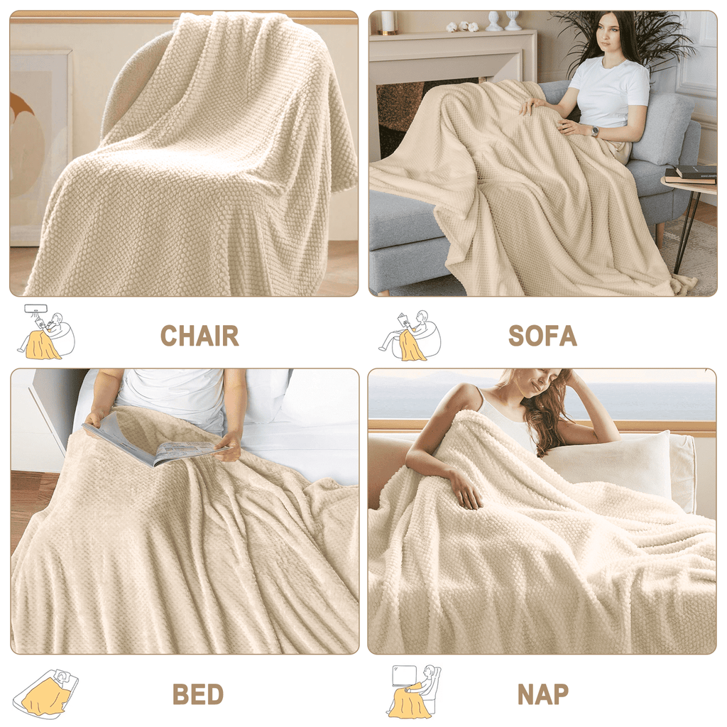 Decorative Knitted Ultra Soft Throw Blanket, Warm Cozy Blankets for Couch Bed Chair, Breathable and Lightweight Blankets for All Seasons... - Lightweight Plush Warm Blanket for All Seasons Detail
