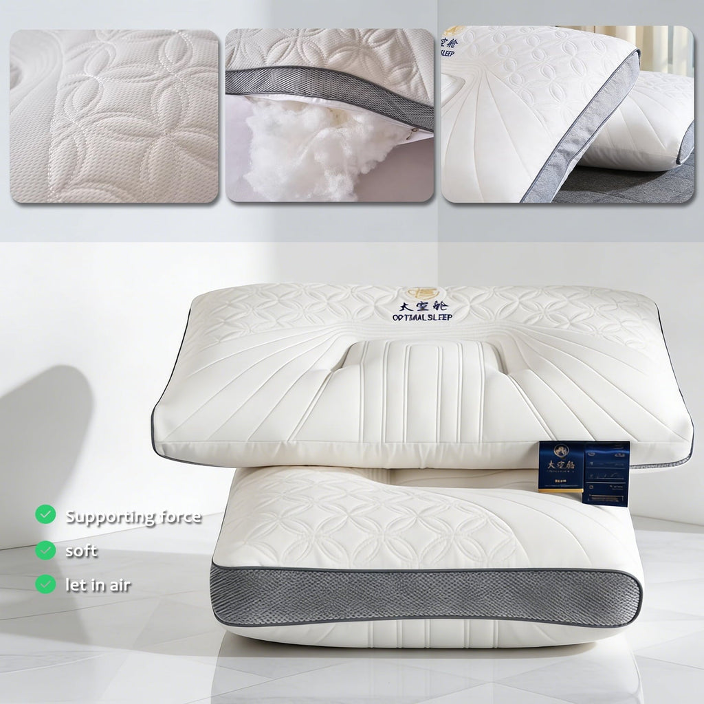 Decorative Plump 2-Pack Space Capsule Bed Pillow (29.13" x 18.9") - Plush and Supportive - Ergonomic Memory Foam Pillow for Neck Pain Support Detail