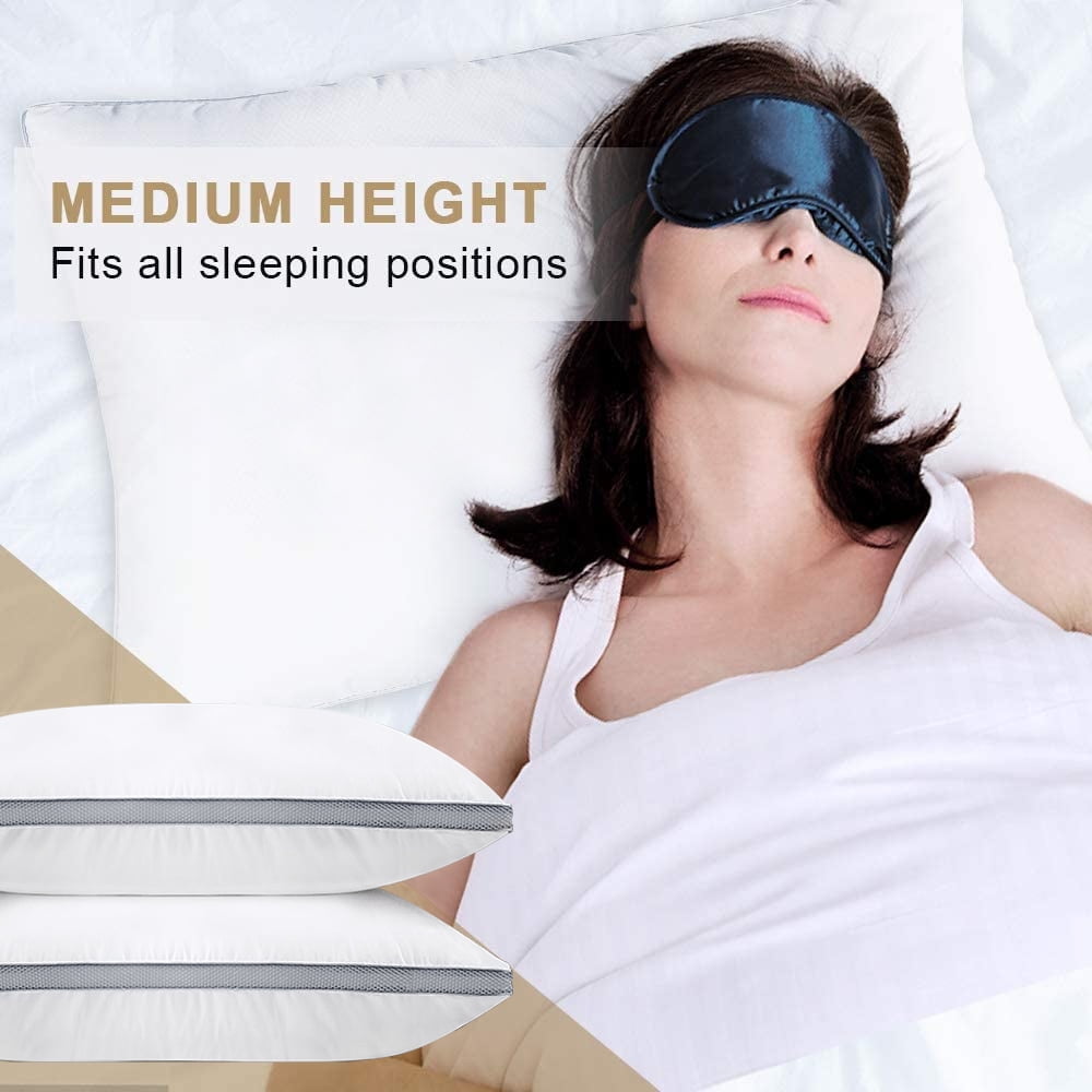 Ergonomic Memory Foam 2 Pack Cotton Down Alternative Pillows,Queen Size Bed Pillows Gusseted Hypoallergenic - Orthopedic Shredded Foam Bed Pillow Set Detail