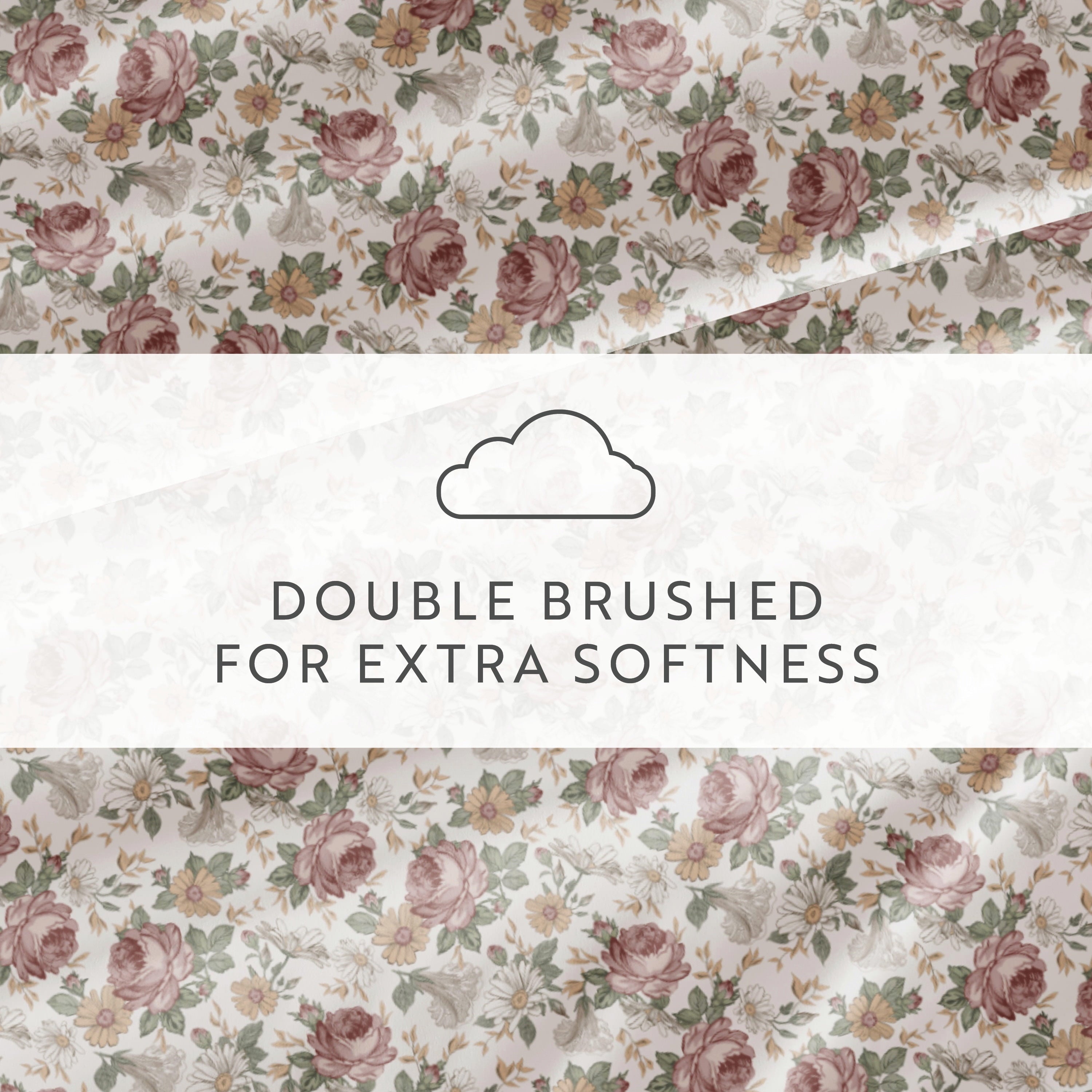 Cooling Sateen 4 Piece Pattern Microfiber Bed Sheets Set, Blooming Floral Rose, Queen - Cooling Hotel Quality Bedding Sheets and Pillowcases Detail