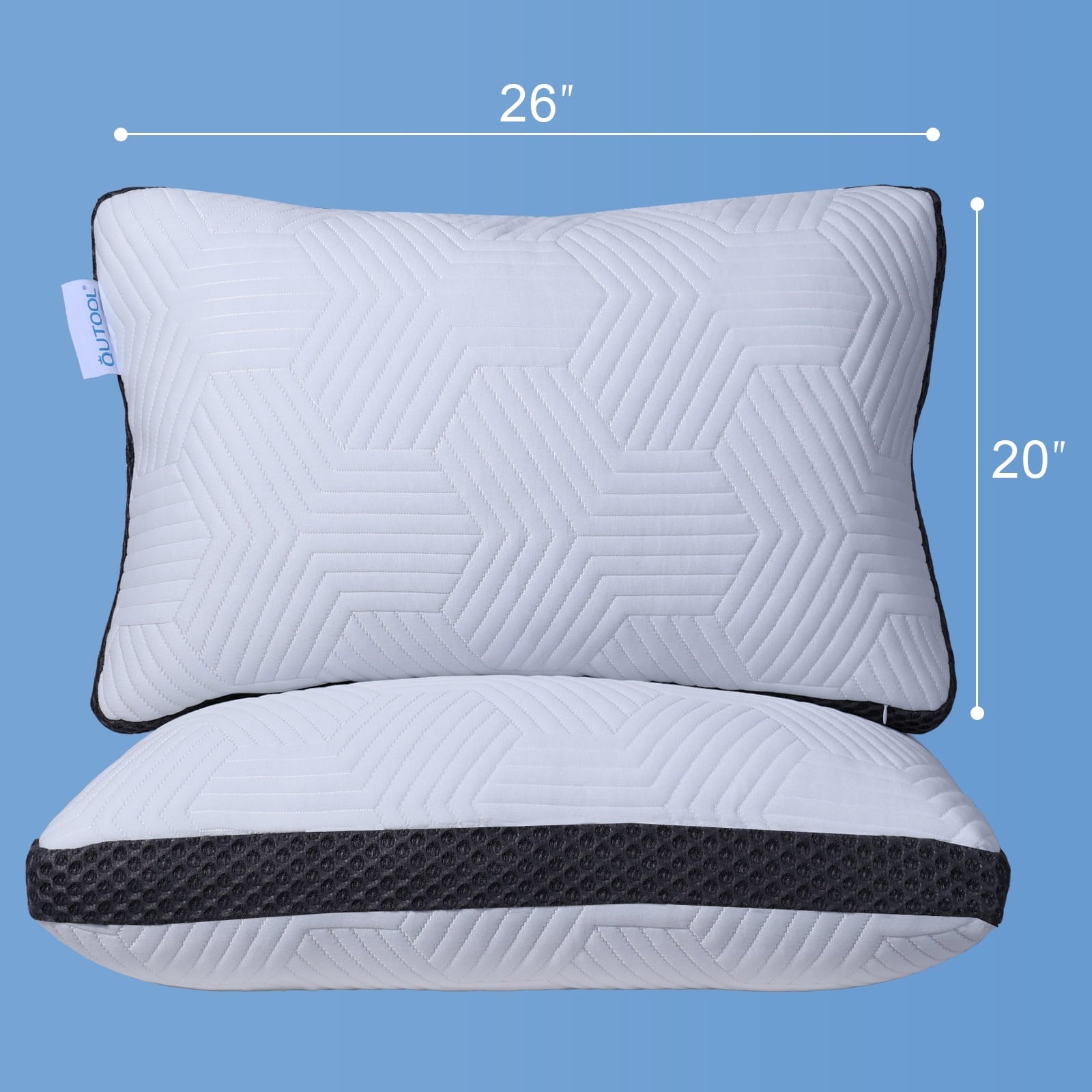Fluffy Shredded Soft Bed Pillow, Shredded Memory Foam Pillow, Comfortable Sleeping Pillow, Standard Size, Affordable Everyday Use - Orthopedic Shredded Foam Bed Pillow Set Detail