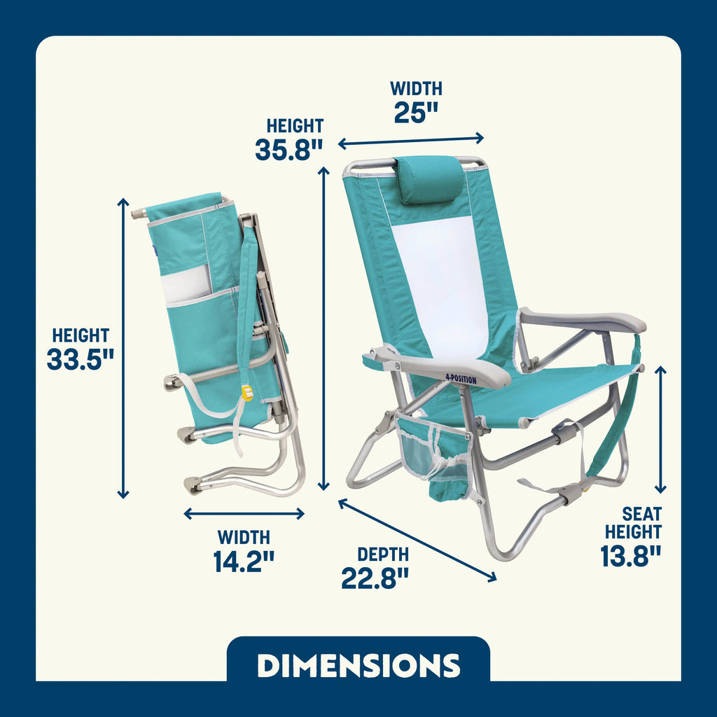 Rust-Resistant Aluminum Bi-Fold Beach Chair - Choice 601 - Multi-Position Outdoor Beach Chair with Pillow Detail