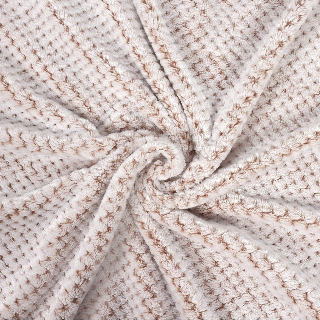 Super Soft Flannel Waffle Textured Mixed Camel Fleece Blanket, Super Soft and Warm 50"x70" Throw Blanket for Couch, Cozy, Fuzzy and Ligh... - Lightweight Plush Warm Blanket for All Seasons Detail