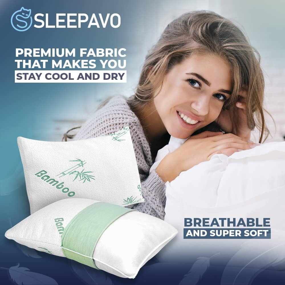 Ergonomic Memory Foam Memory Foam Pillows Queen Size Set of 2 - Cooling Bed Pillows for Sleeping - Back, Stomach, Side Sleeper Firm, Comfy ... - Decorative Throw Pillow Cushion for Sofa & Bed Detail