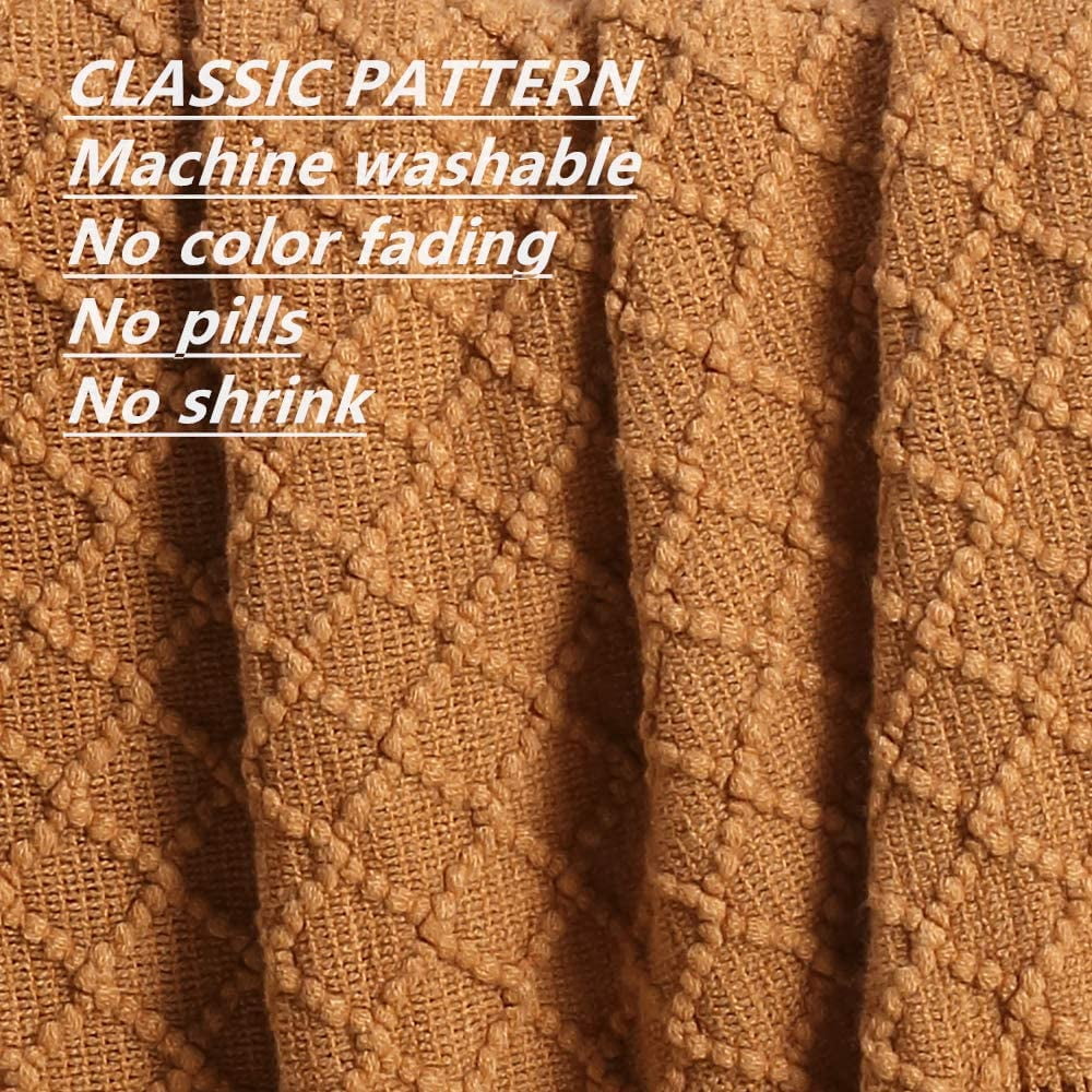 Decorative Knitted Home Decor Rustic Couch Sofa Chair Bed Throw Blanket, Soft Warm Light Weight in Spring Summer (50''X60'' Brown) - Luxury Knitted Decorative Throw Blanket with Fringes Detail