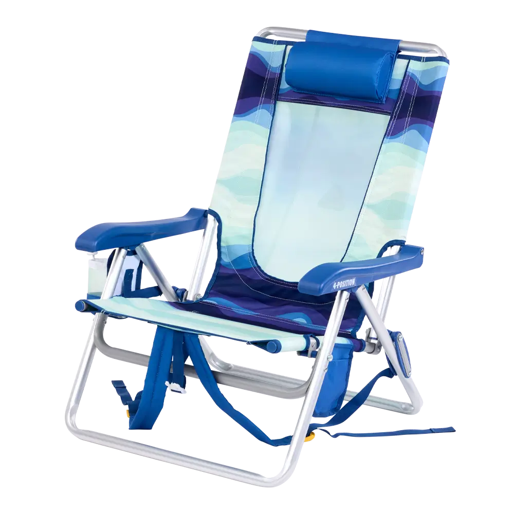 Reclining Beach Backpack Beach Chair - Choice 709 - Low-Profile Reclining Beach Chair with Backpack Straps Detail