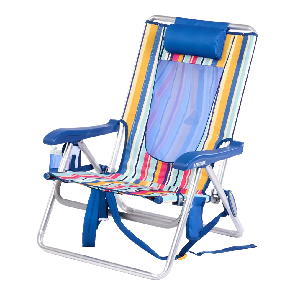 Reclining Beach Backpack Beach Chair - Choice 709 - Low-Profile Reclining Beach Chair with Backpack Straps Detail