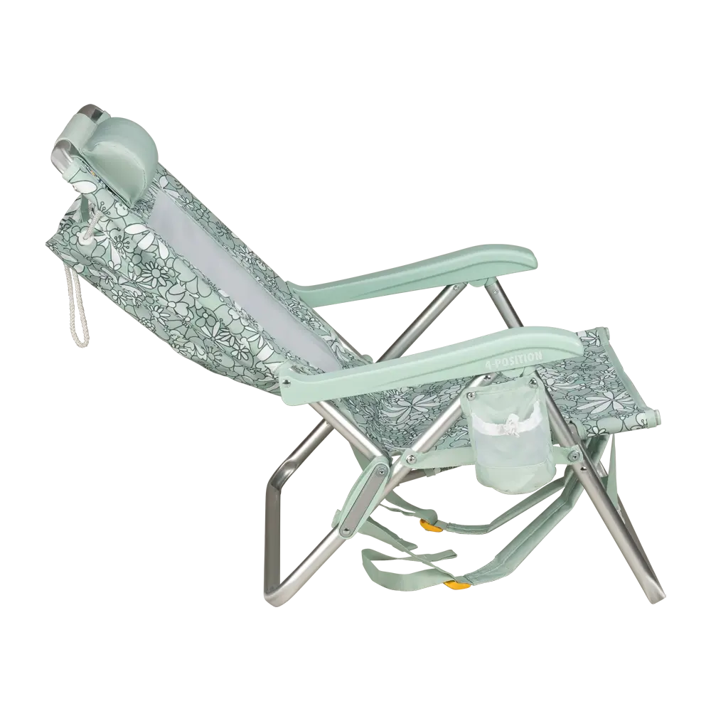 Reclining Beach Backpack Beach Chair - Choice 709 - Low-Profile Reclining Beach Chair with Backpack Straps Detail