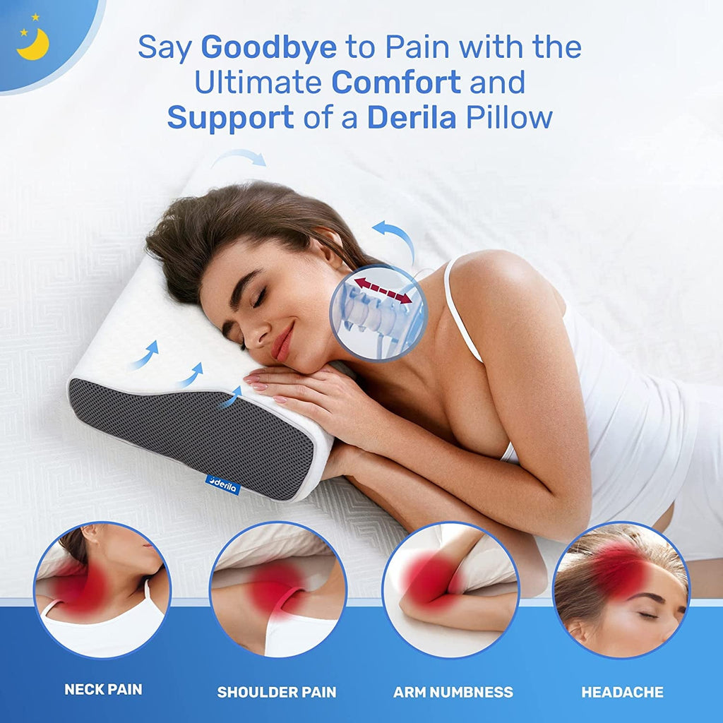 Hotel Collection | Cervical Memory Foam Bed Pillow Standard | Neck, Shoulder Pain Relief | Improves Sleeping - Ergonomic Memory Foam Pillow for Neck Pain Support Detail