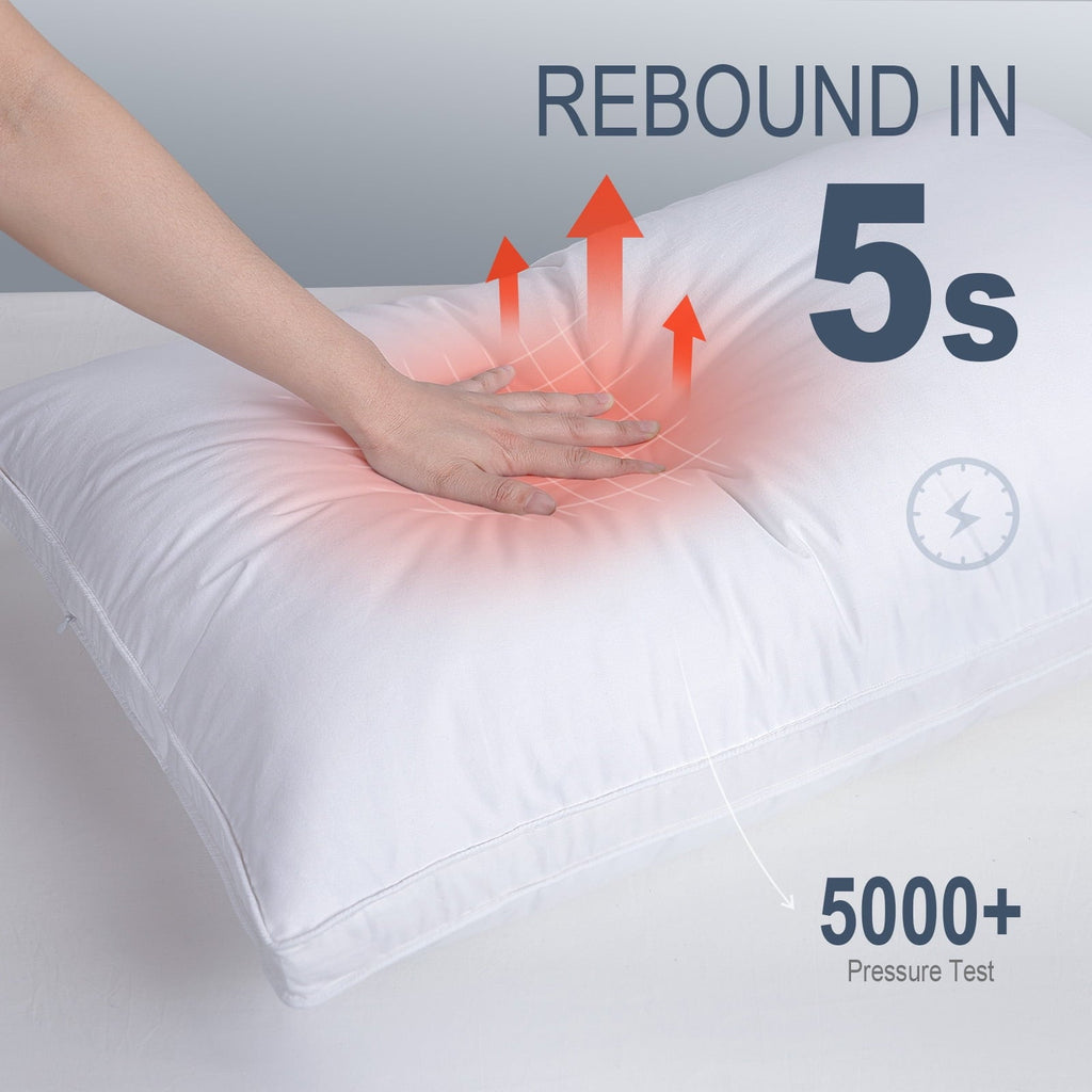 Ergonomic Memory Foam Goose Feather & Down Pillow King Size 20"x36" – Hotel Quality Bed Pillow for Sleeping, 100% Organic Cotton Cover, Hyp... - Orthopedic Shredded Foam Bed Pillow Set Detail