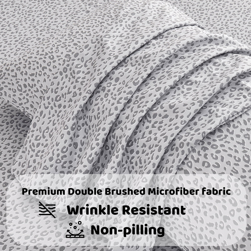Ultra-Soft Floral King Sheets, Soft Breathable Microfiber Printed Bed Sheet Set, Deep Pocket Non-Slip Fitted Sheet Included - Cooling Hotel Quality Bedding Sheets and Pillowcases Detail