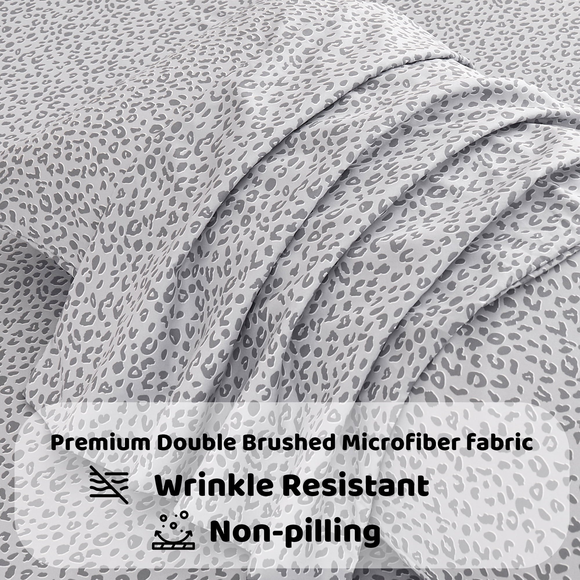 Ultra-Soft Floral King Sheets, Soft Breathable Microfiber Printed Bed Sheet Set, Deep Pocket Non-Slip Fitted Sheet Included - Cooling Hotel Quality Bedding Sheets and Pillowcases Detail
