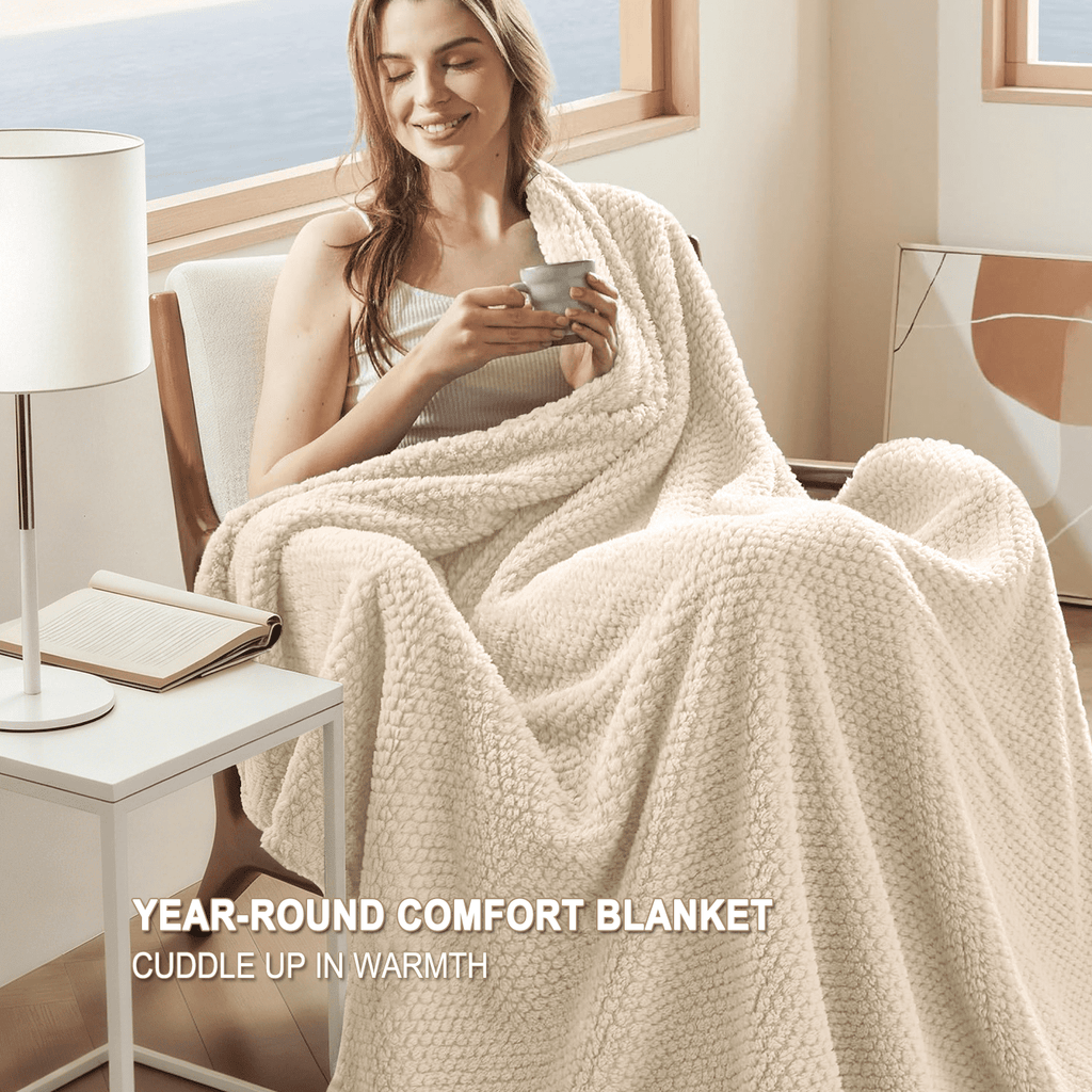 Decorative Knitted Ultra Soft Throw Blanket, Warm Cozy Blankets for Couch Bed Chair, Breathable and Lightweight Blankets for All Seasons... - Lightweight Plush Warm Blanket for All Seasons Detail