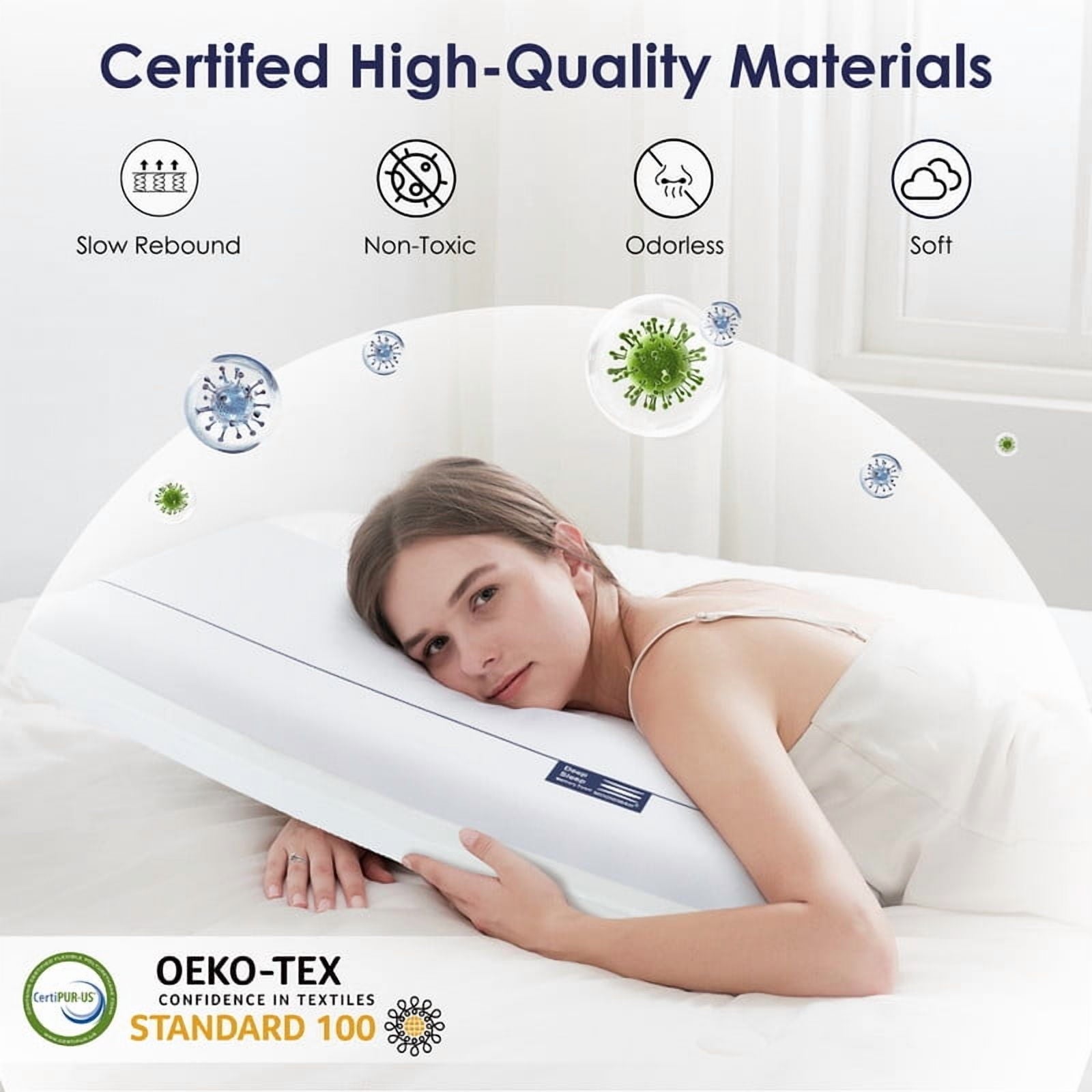Ergonomic Memory Foam Cooling Memory Foam Bed Pillow for Neck Pain Relief, Two-Sided Cooling Pillow for Back, Stomach and Side Sleepers, Tw... - Decorative Throw Pillow Cushion for Sofa & Bed Detail