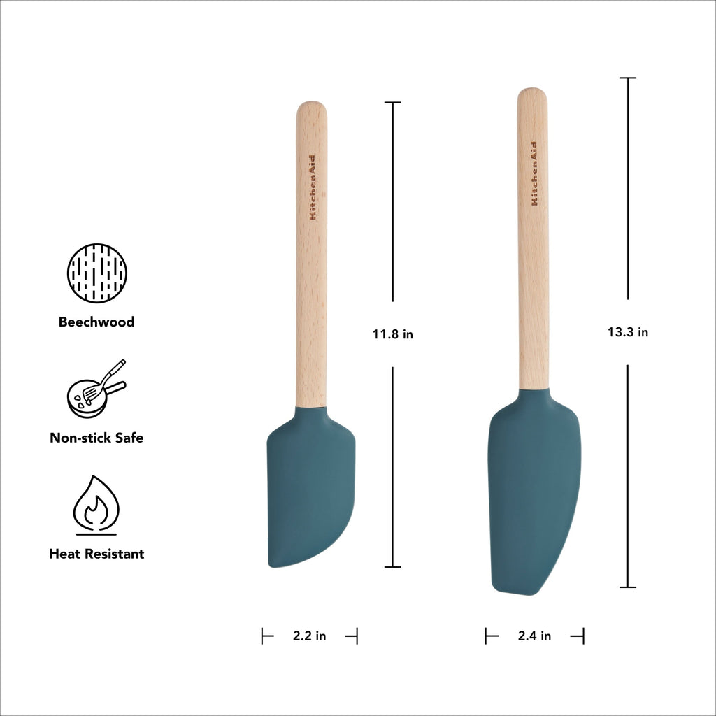 Professional Grade 2-Piece Silicone Mixing Spatula and Scraper Set for Cooking, Agave - Professional Kitchen Tool for Culinary Enthusiasts Detail