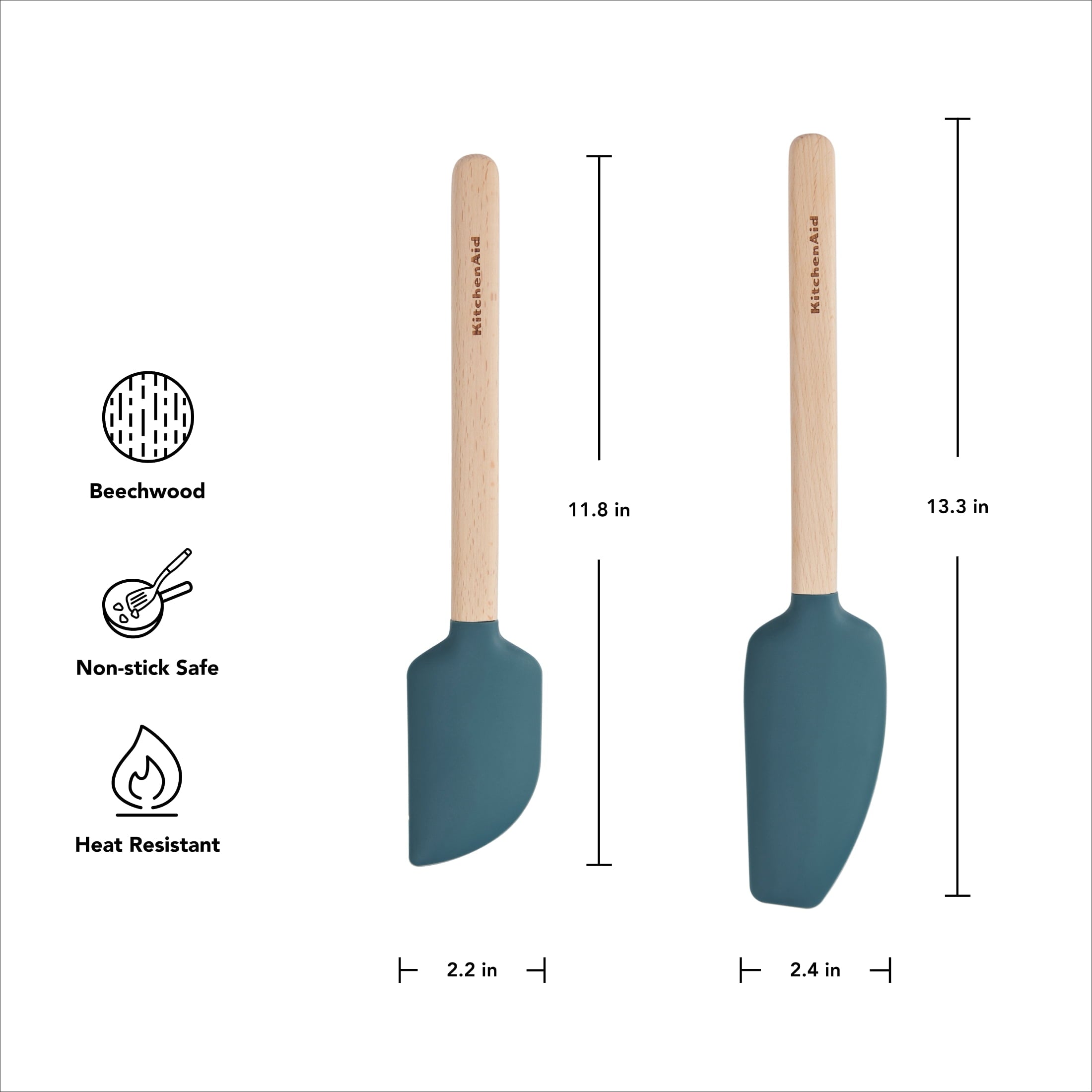 Professional Grade 2-Piece Silicone Mixing Spatula and Scraper Set for Cooking, Agave - Professional Kitchen Tool for Culinary Enthusiasts Detail