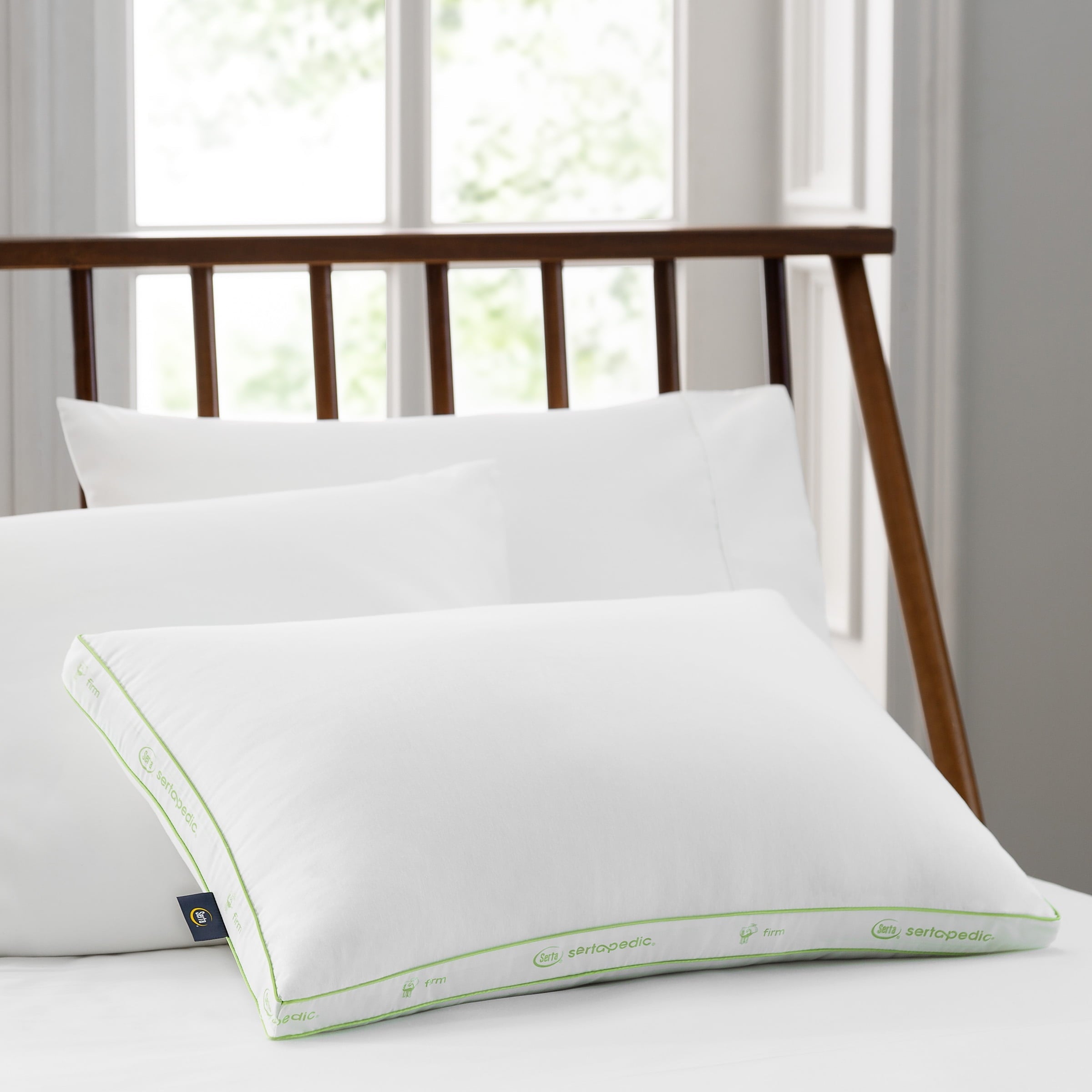Decorative Plump Firm Bed Pillow, Standard/Queen, 2 Pack - Orthopedic Shredded Foam Bed Pillow Set Detail