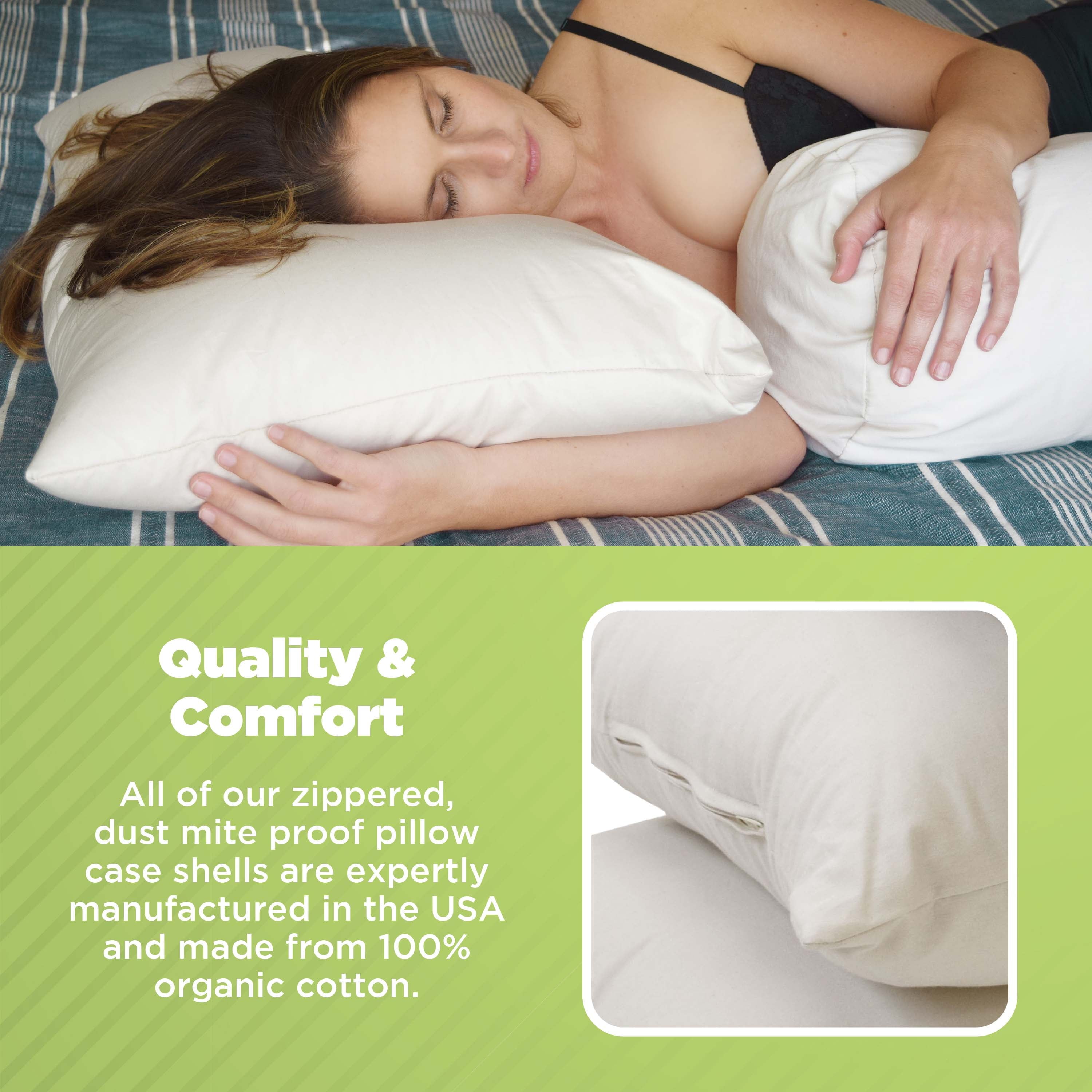 Hotel Collection Kapok 20x26" Standard Bed Pillow – Organic Cotton Fabric Soft Sleeping Pillow - Made in USA - Ergonomic Memory Foam Pillow for Neck Pain Support Detail