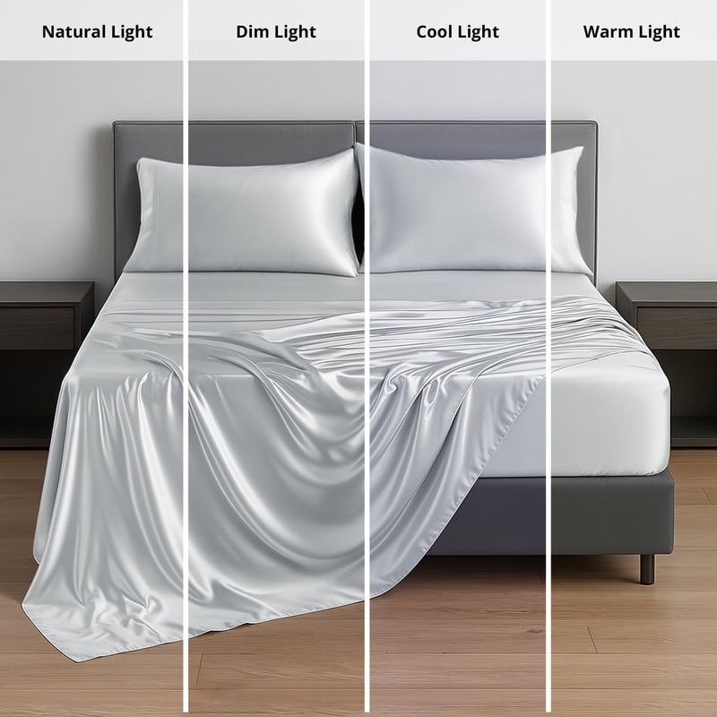 Ultra-Soft Lux Decor Luxury Satin Sheets King Size - 4 Piece Cooling Bed Sheet Set, Silky Soft & Smooth, Deep Pockets up to 15",... - Luxury Bed Sheet Set with Deep Pockets Detail