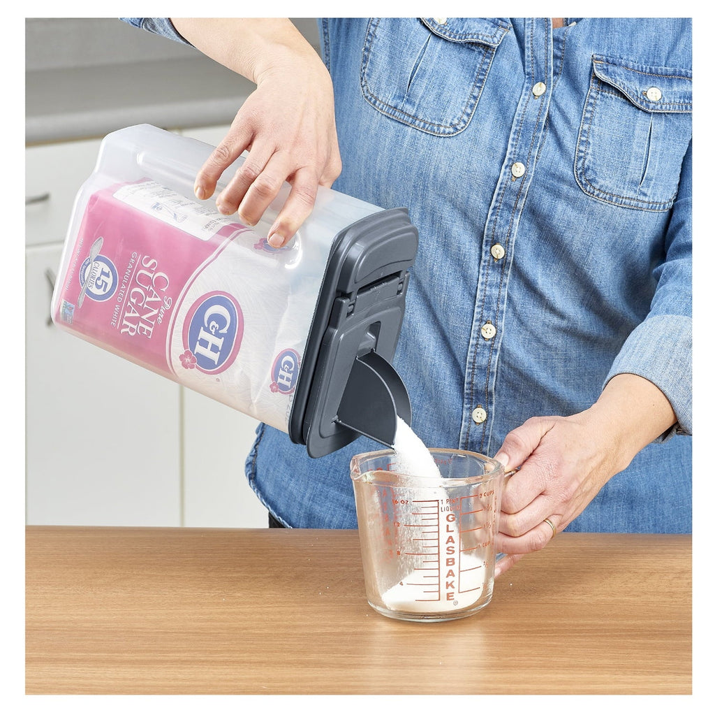 Whimsical Doughnut 3.5 QT Plastic Food Dispenser, Clear with Gray Lid (1 Each) 7.5" L x 3.75" W x 9.25" H, Designed to Help wi... - Playful Star & Heart Shaped Geometric NeeDoh Detail