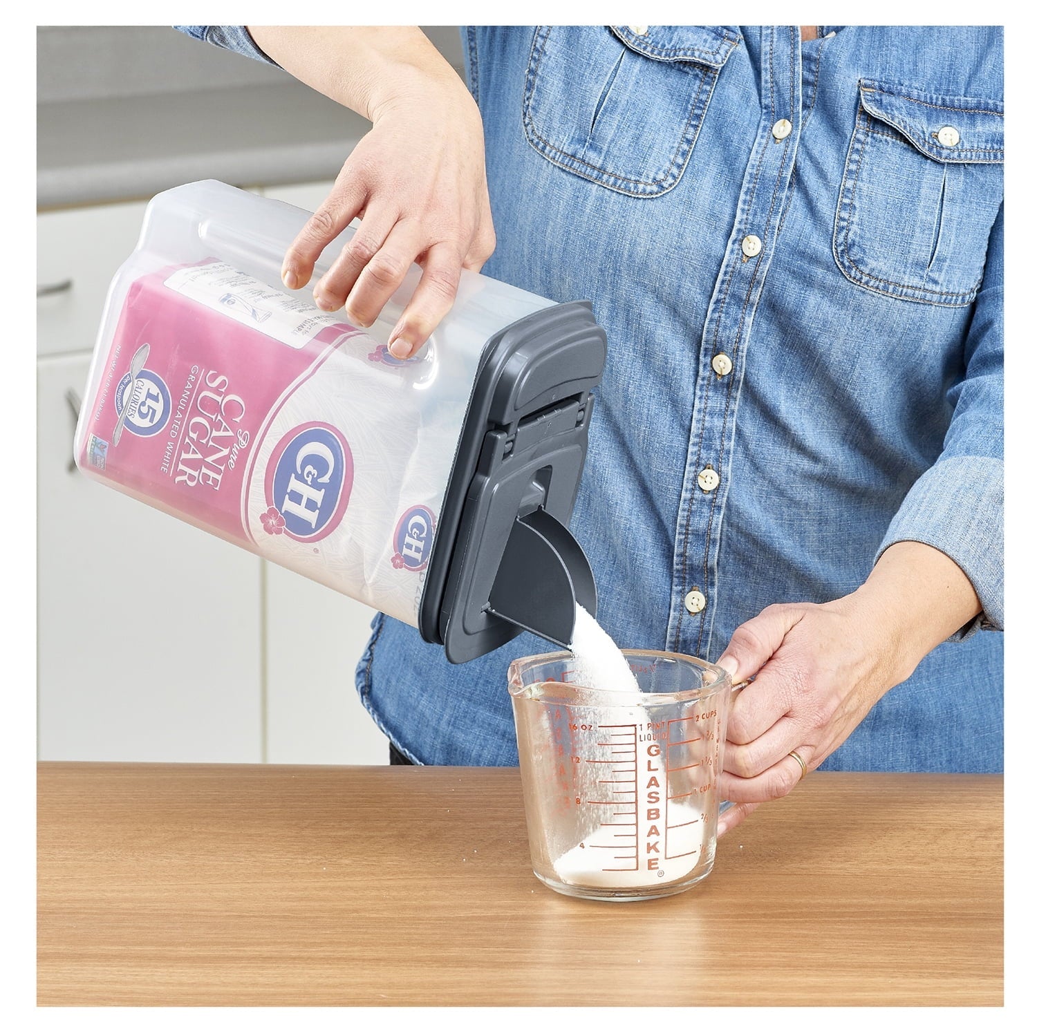 Whimsical Doughnut 3.5 QT Plastic Food Dispenser, Clear with Gray Lid (1 Each) 7.5" L x 3.75" W x 9.25" H, Designed to Help wi... - Playful Star & Heart Shaped Geometric NeeDoh Detail