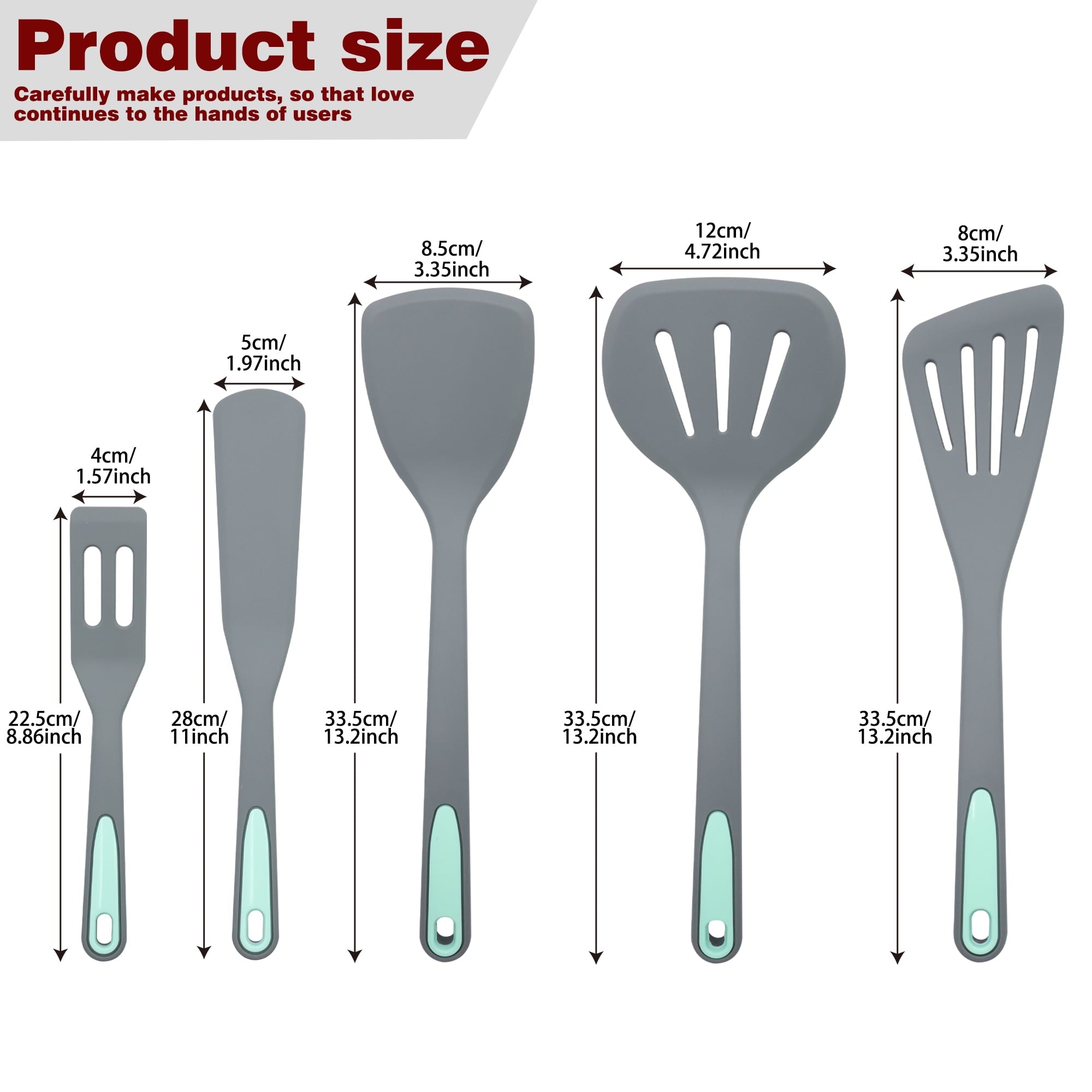 Durable Steel 5 Pieces Silicone Spatula Set, Non-Stick Silicone Turner Spatulas, Heat Resistance Cooking Utensils, Fli... - Heavy Duty Stainless Steel Kitchen Shears Detail