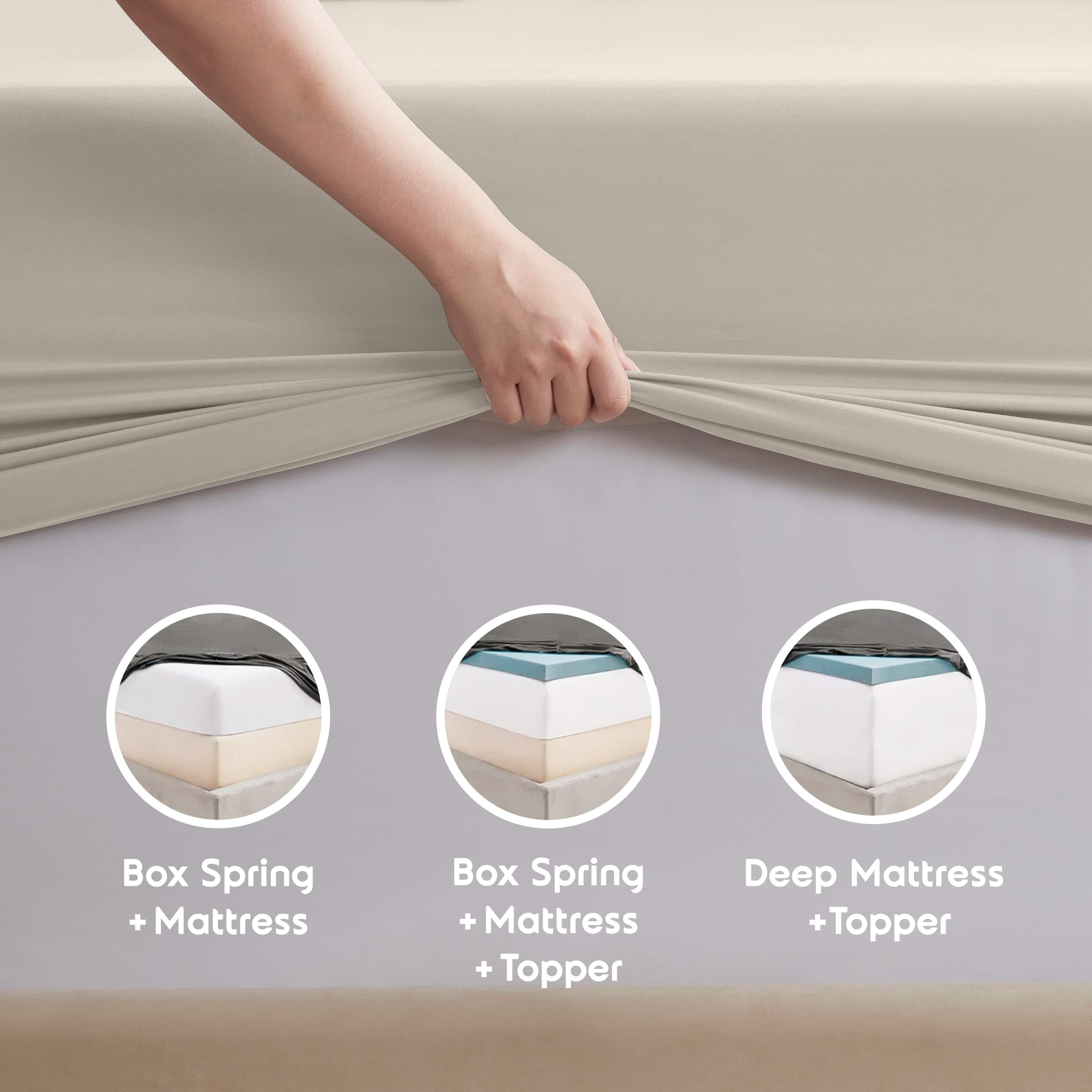 Breathable Luxury Extra Deep Pocket Full Sheets Set, 4 Piece, Fits 18"-24" Mattress, Breathable & Extra Soft Bed Sheets, Linen - Luxury Bed Sheet Set with Deep Pockets Detail