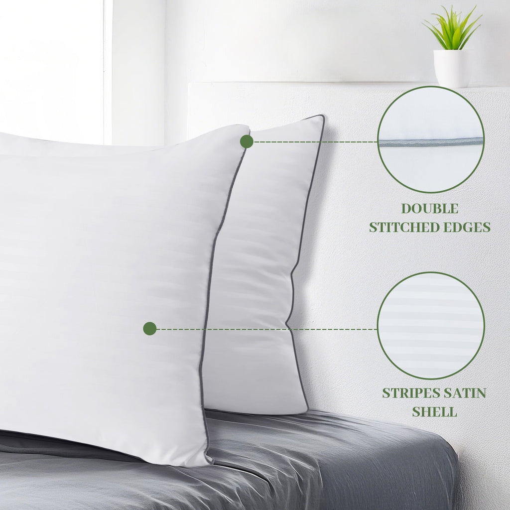 Orthopedic Support Pillows Standard Size Set of 2, Hotel Quality, Down Alternative Gusseted Bed Pillows for Side, Back, And Stomach Slee... - Hotel Quality Plush Sleeping Pillows Detail