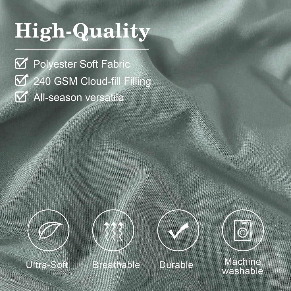 Luxurious Quilted 7-piece Bed in a Bag Comforter Set with Sheets,Sage Green,Full - Luxurious Quilted Duvet Cover Set Detail