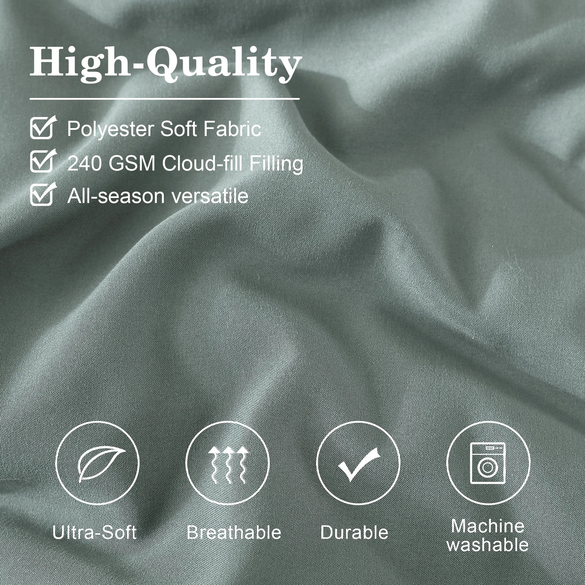 Luxurious Quilted 7-piece Bed in a Bag Comforter Set with Sheets,Sage Green,Full - Luxurious Quilted Duvet Cover Set Detail