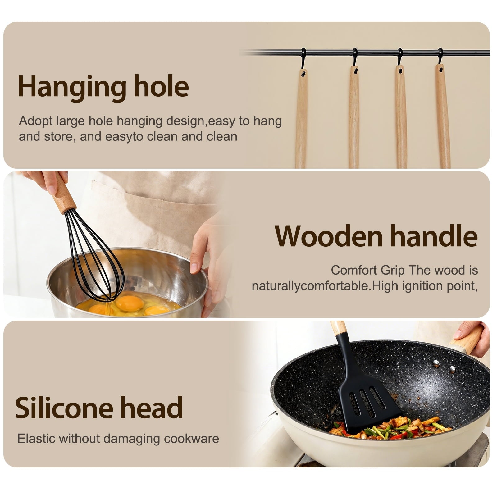 Professional Grade Silicone Cooking Utensils Set, Heat Resistant Kitchen Cooking Utensils Set, 12 PCS Handle Silicone Kitchen Gadgets Ut... - Multi-Purpose Hand Tool for Daily Meal Prep Detail
