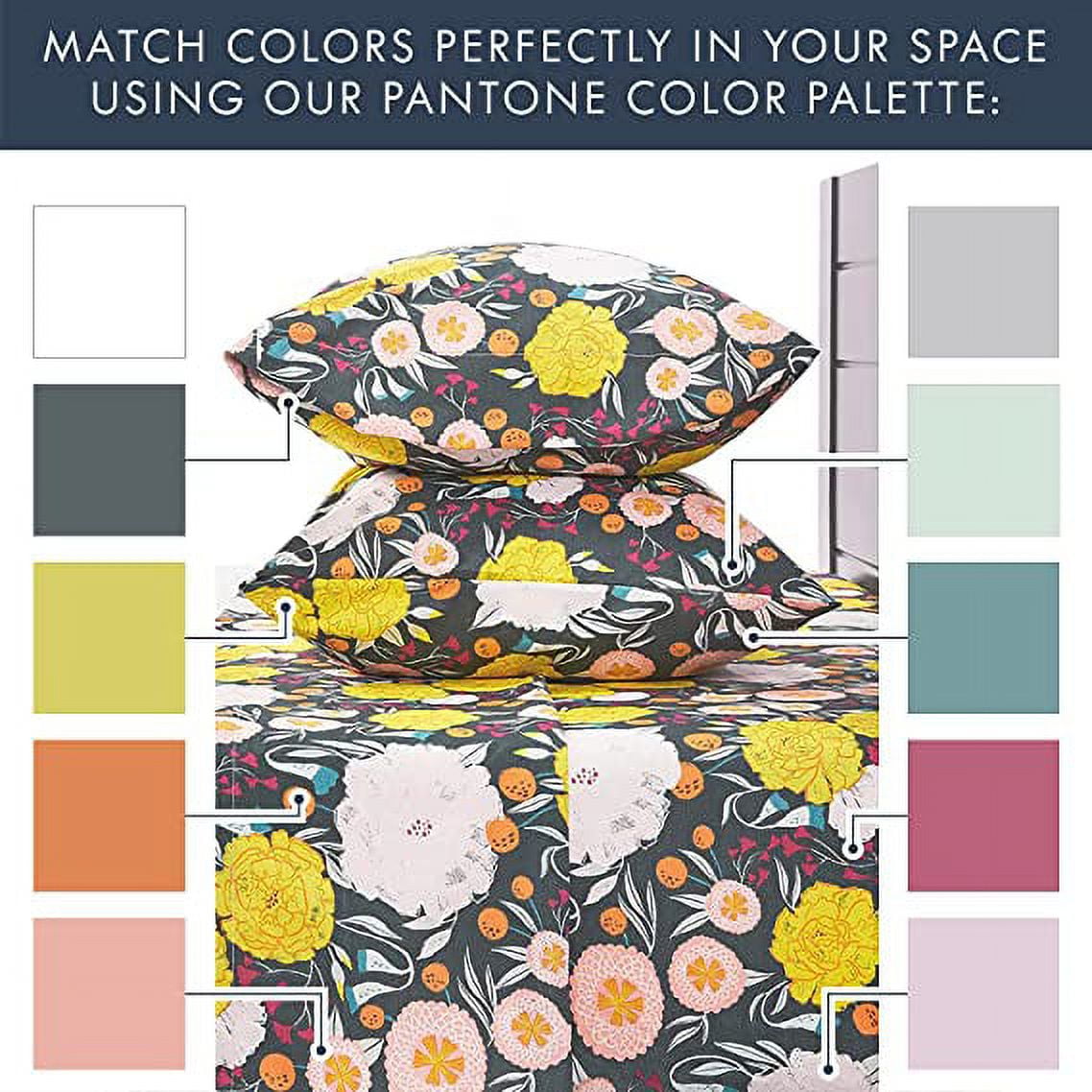 Premium Egyptian Cotton Dark Floral Bedsheets Full Size, Super Soft Wrinkle Resistant Bedding Set for Boho Room Décor, Premium Floral White F... - Premium Ultra-Soft Pillowcase Pair for Sleeping Detail