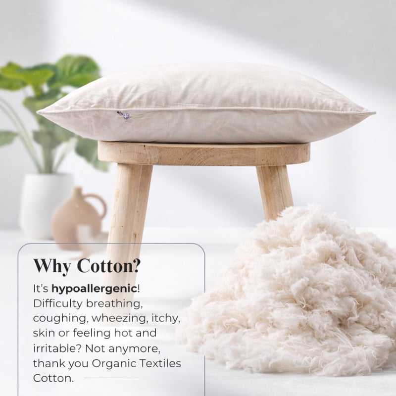 Orthopedic Support 100% Organic Cotton Pillow with Organic Cotton Cover - GOTS CERTIFIED - Adjustable Loft, Head Neck Pain Relief, Back ... - Hotel Quality Plush Sleeping Pillows Detail