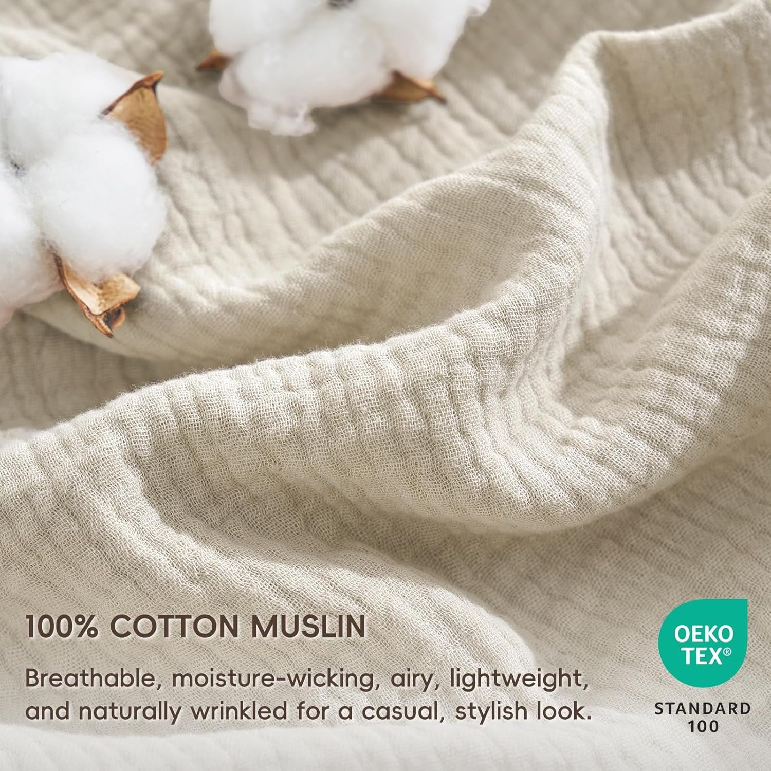 Fluffy Down Alternative Cotton Muslin Comforter Set Queen Size, Ultra Soft Breathable & Lightweight Bedding Set for All Seasons, 1 Comfy Comf... - Hypoallergenic Ultra-Fluffy Quilt for Winter Detail