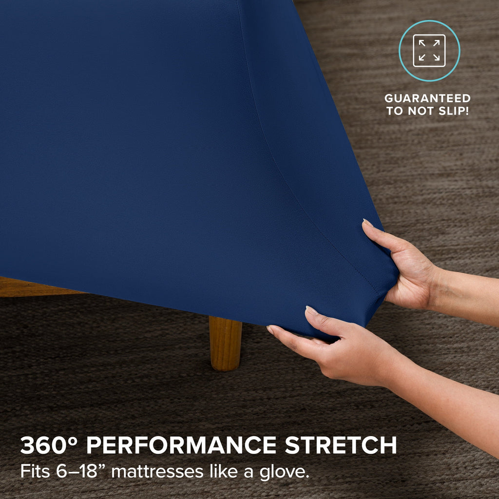 Wrinkle-Resistant Cooling Performance Jersey Knit Stretch Sheet Set, Moisture-Wicking & Breathable, 4-Way Stretch Bed Sheets, Envelope ... - Premium Ultra-Soft Pillowcase Pair for Sleeping Detail