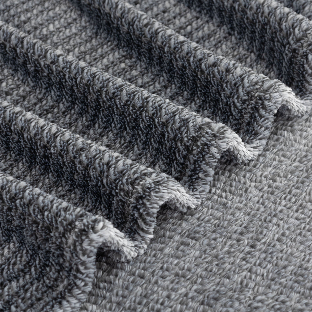 Cozy Fleece Plush Textured Heathered Soft Oversized Throw Blanket, Gray - Lightweight Plush Warm Blanket for All Seasons Detail