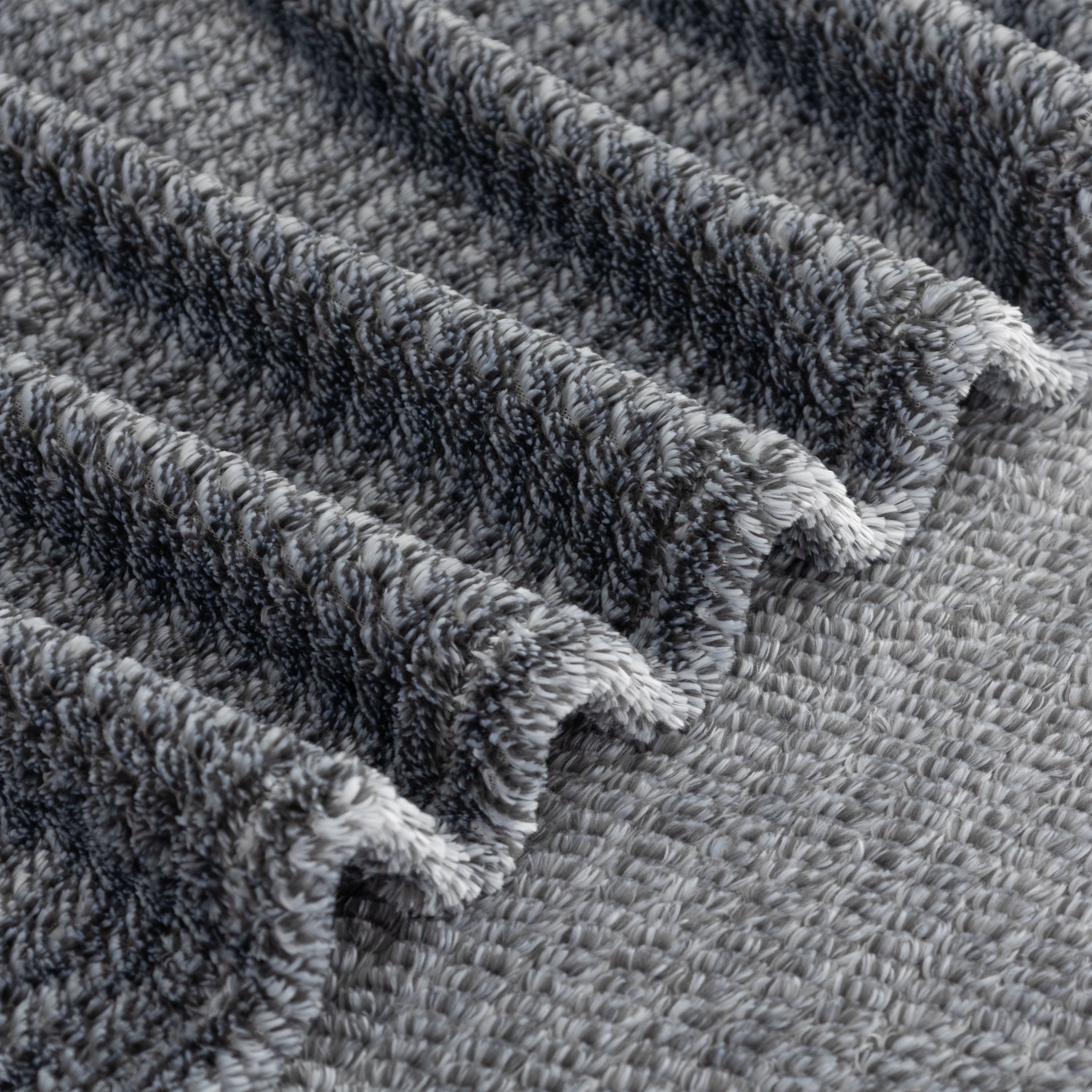 Cozy Fleece Plush Textured Heathered Soft Oversized Throw Blanket, Gray - Lightweight Plush Warm Blanket for All Seasons Detail