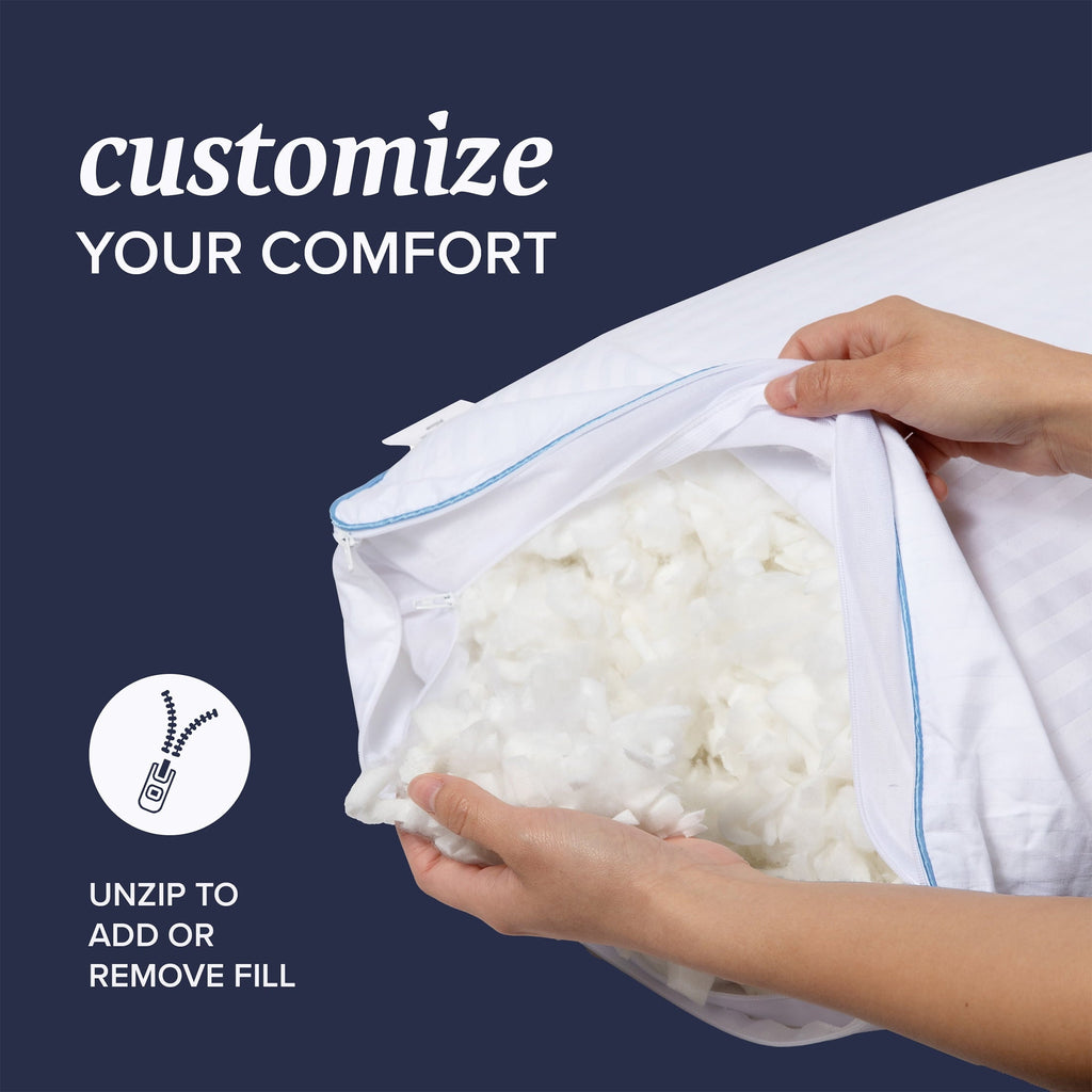 Ergonomic Memory Foam Customizable Memory Foam Queen Pillow 1Pack, Adult - Orthopedic Shredded Foam Bed Pillow Set Detail