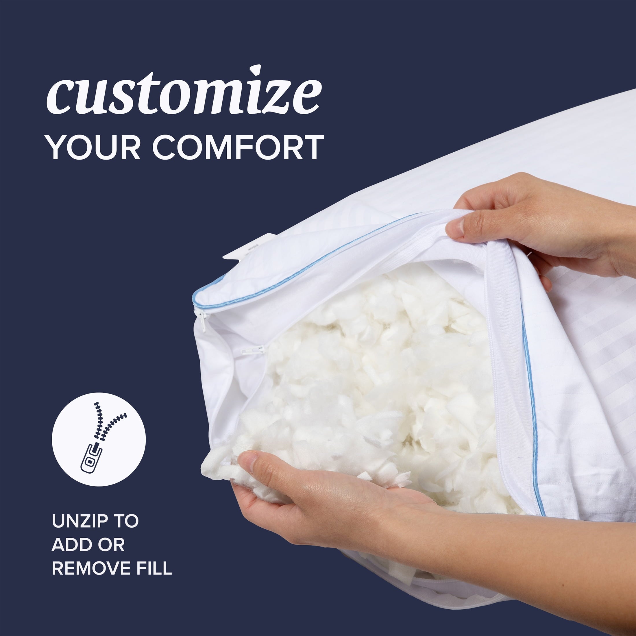 Ergonomic Memory Foam Customizable Memory Foam Queen Pillow 1Pack, Adult - Orthopedic Shredded Foam Bed Pillow Set Detail