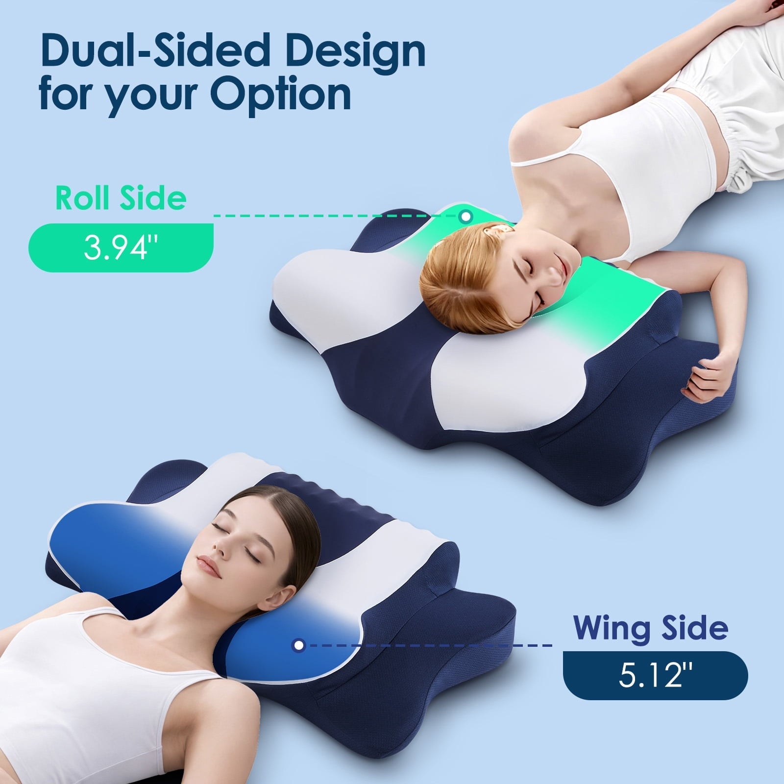 Hotel Collection Cervical Neck Pillow for Pain Relief Sleeping, Memory Foam Pillow Neck Pillow Bed Pillow with Pillowcase for Side Bac... - Decorative Throw Pillow Cushion for Sofa & Bed Detail
