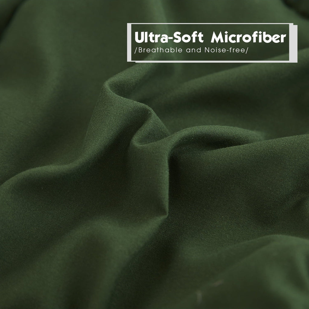 Luxurious Quilted Light Weight Down Alternative Comforter Set, Queen, Green, Reversible - All-Season Down Alternative Comforter Insert Detail