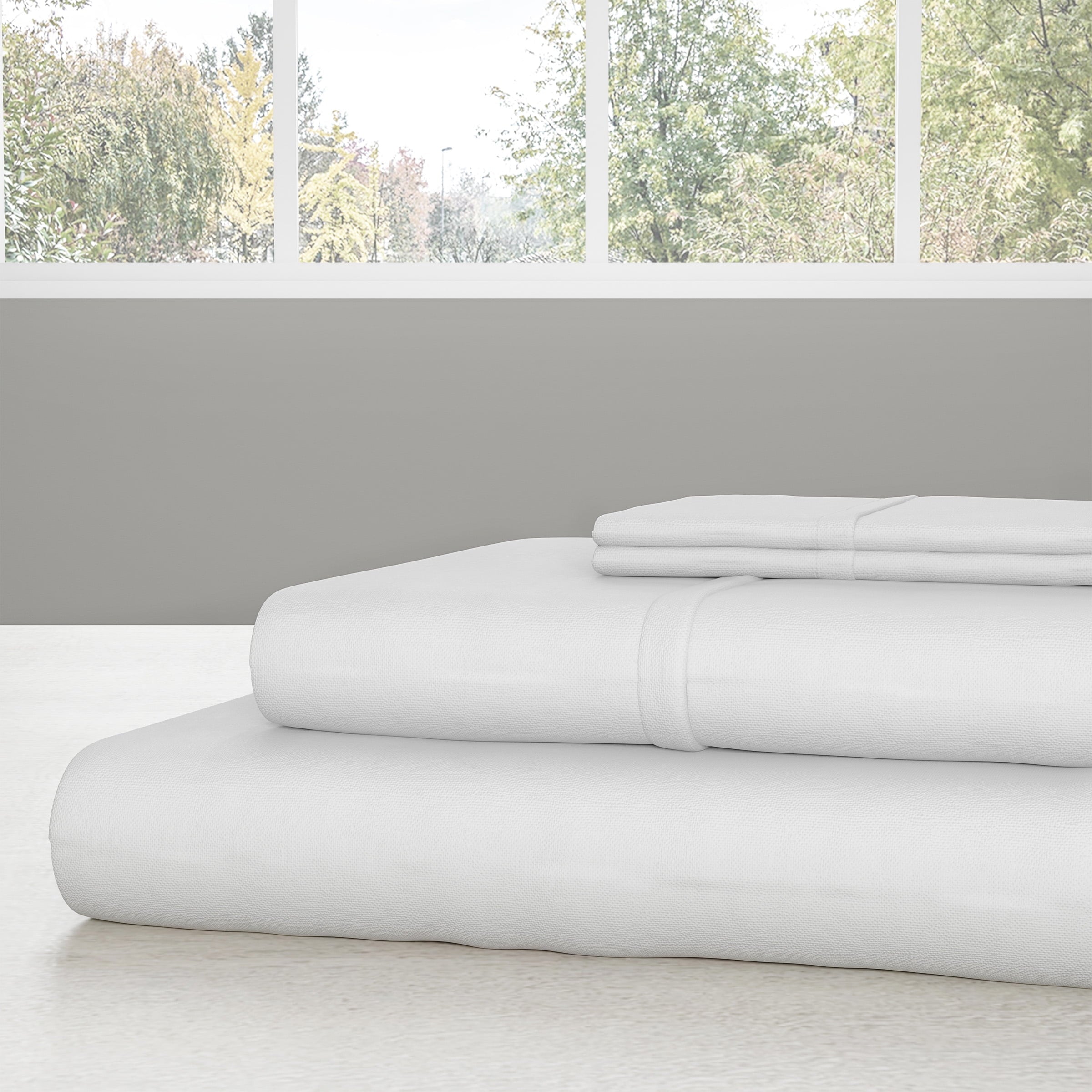 Premium Egyptian Cotton Set- 3 Piece Bed Linens-Fitted & Flat s, Plus A Pillowcase-Wrinkle, Stain & Fade Resistant (Twin, White) - Cooling Hotel Quality Bedding Sheets and Pillowcases Detail