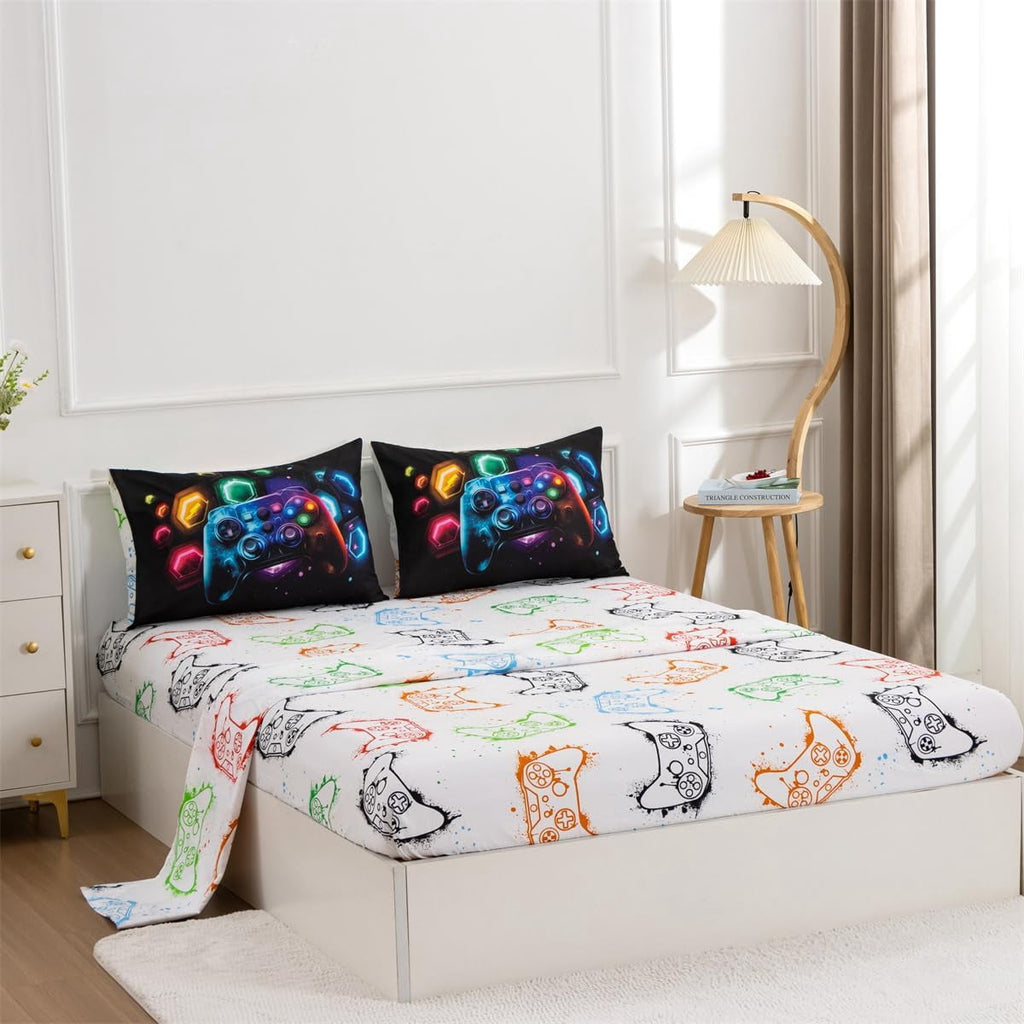 Heavyweight Warmth Game Console Comforter Set for Boys Girls Kids Space Universe Gaming Geometric Lightweight Microfiber Gamer Bedding S... - All-Season Down Alternative Comforter Insert Detail