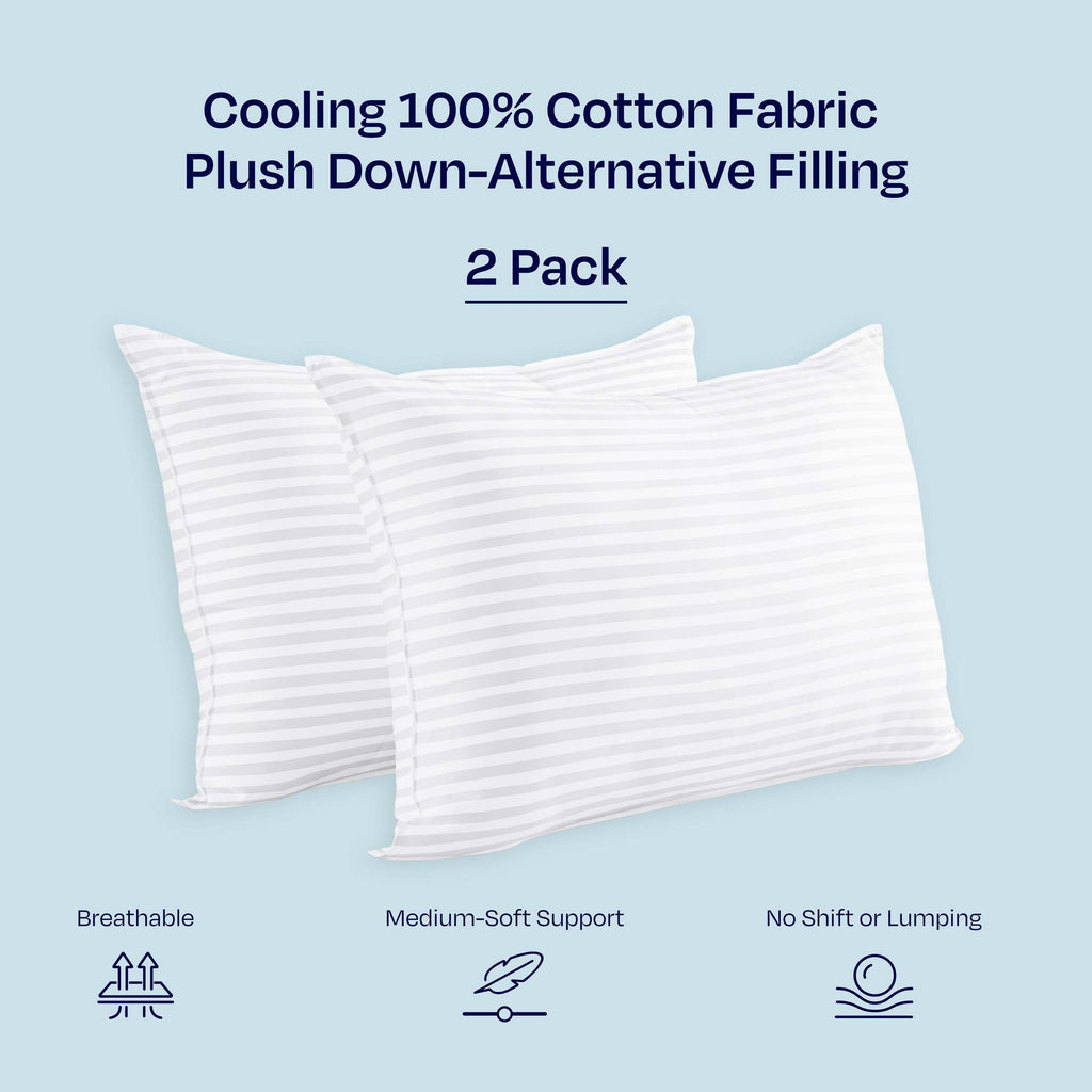 Orthopedic Support 2-Pack Comfort Bed Pillows Standard size set of 2 for Sleeping, Pillows, for Back, Stomach or Side Sleepers, 20 x 26 ... - Orthopedic Shredded Foam Bed Pillow Set Detail