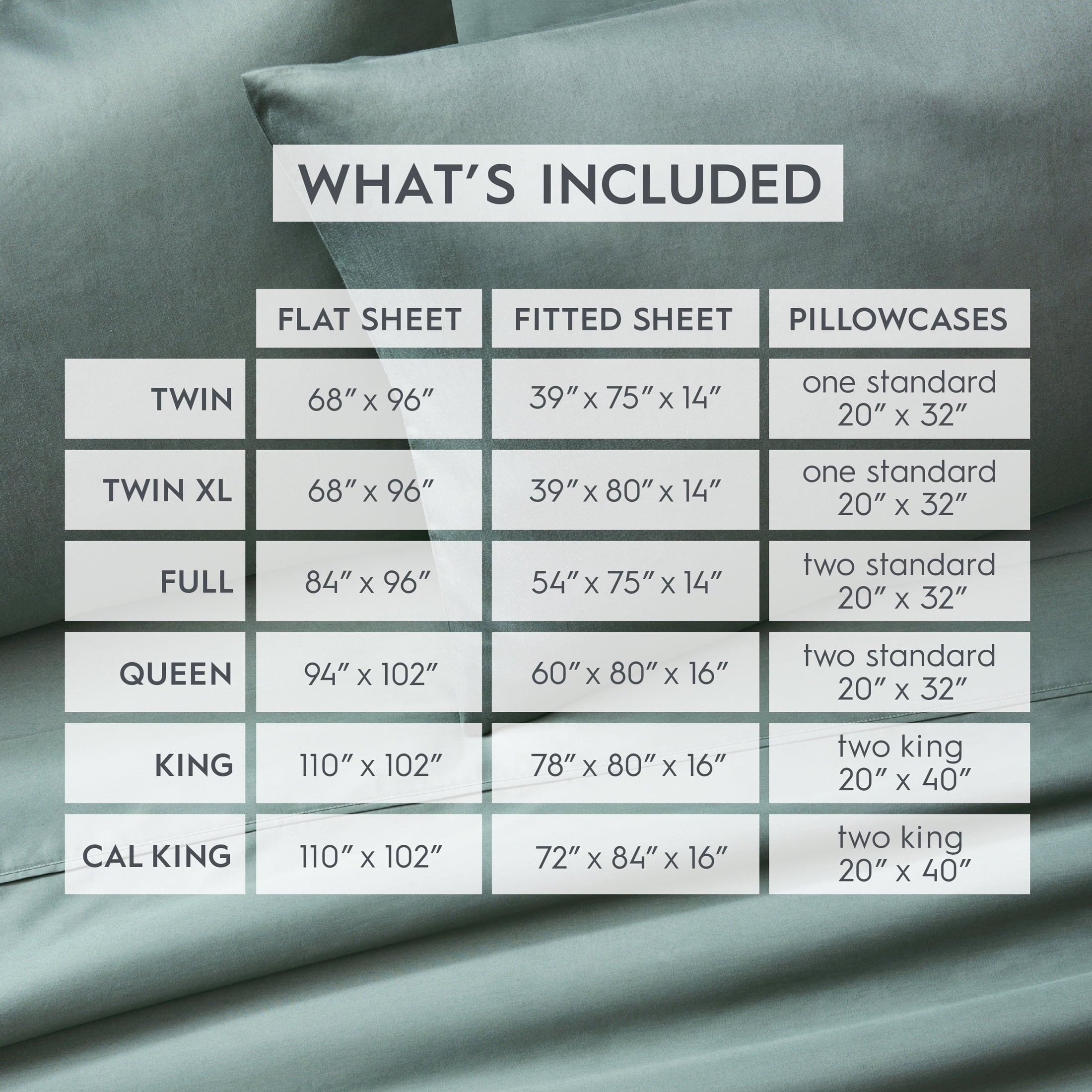 Ultra-Soft 4-Piece 300 Thread Count Green Ash Cotton Sateen Bed Sheet Set, Cali King - Breathable Egyptian Cotton Flat & Fitted Sheets Detail