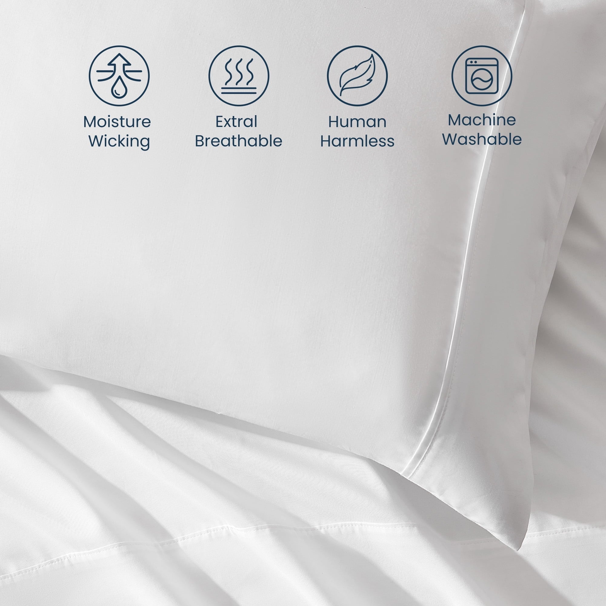 Breathable Luxury Nanotex Super Soft Cooling Twin Bed Sheets Set for Kids 3 Piece - Easy Care Fitted Flat Sheet & Pillowcase Sets - Wri... - Luxury Bed Sheet Set with Deep Pockets Detail