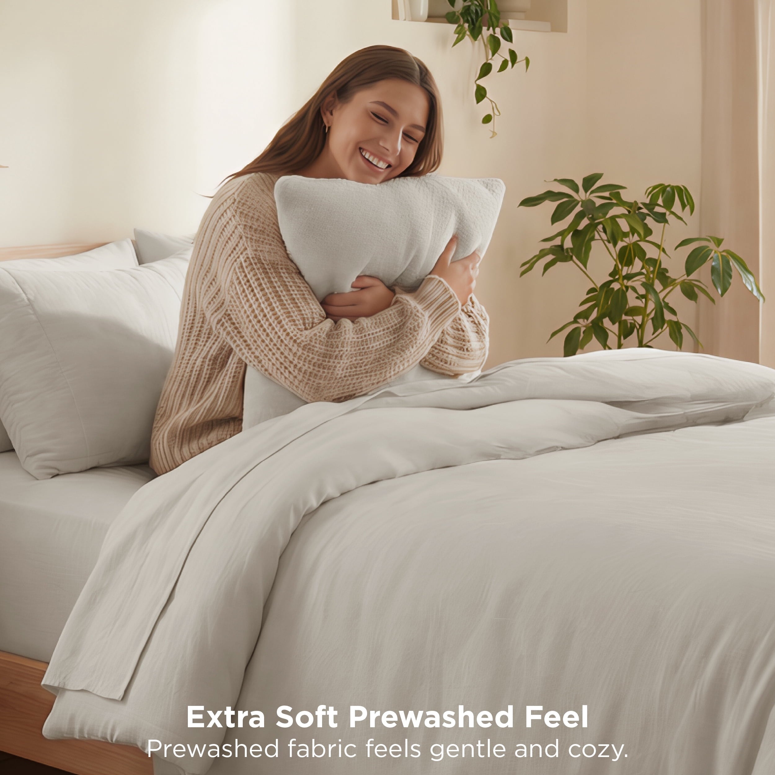 Heavyweight Warmth 3 Pieces Queen Comforter Bedding Set, Beige Bed Comforter Set for All Seasons, 1 Lightweight Prewashed Comforter and ... - Luxurious Quilted Duvet Cover Set Detail