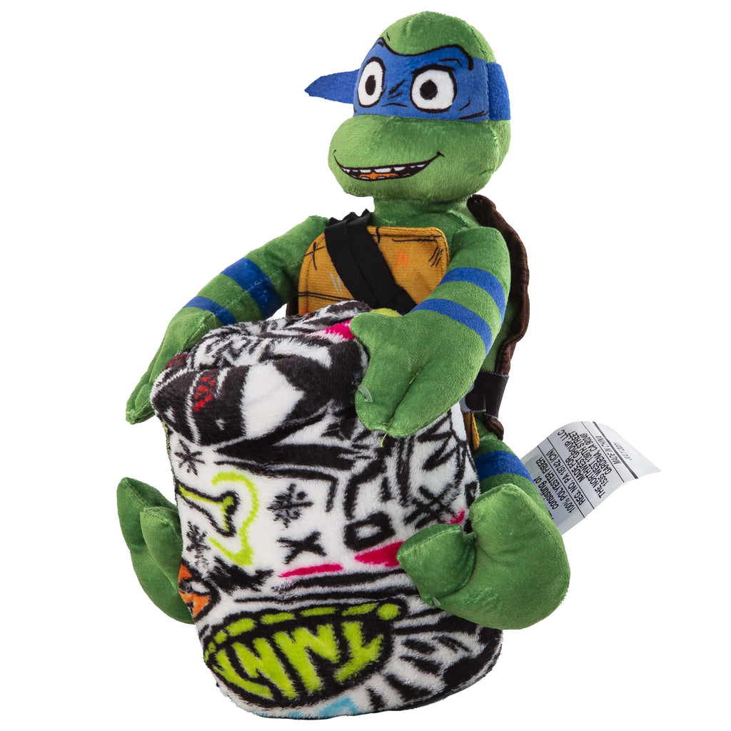 Super Soft Flannel Teenage Mutant Tutles Sketched Out Kids Silk Touch Throw Blanket with Plush Hugger – Ultra Soft Plush Character Pillo... - Super Soft Reversible Sherpa Flannel Blanket Detail